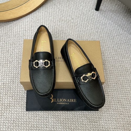 Billionaire Men's Leather Loafers with Metal Buckle - Italian Design 1 Billionaire Men's Leather Loafers with Metal Buckle - Italian Design