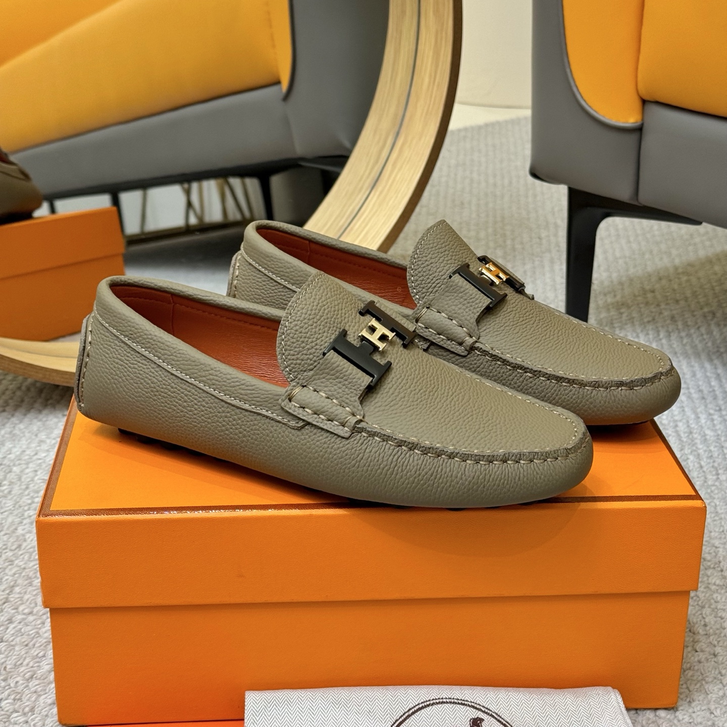 Hermes Men's Leather Loafers Casual Slip-On Shoes Size 38-46 4 i1752858629842 4599 0 2