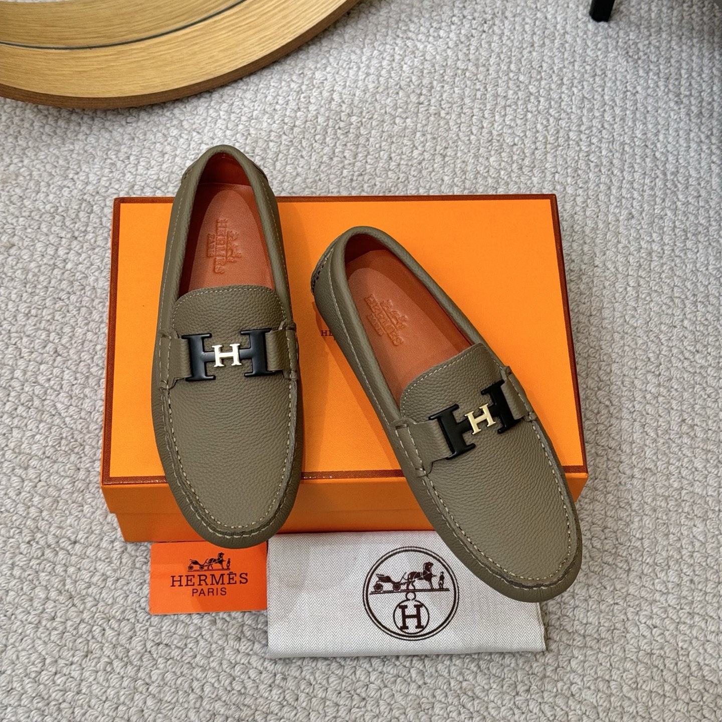 Hermes Men's Leather Loafers Casual Slip-On Shoes Size 38-46 2 i1752858629978 3777 0 0