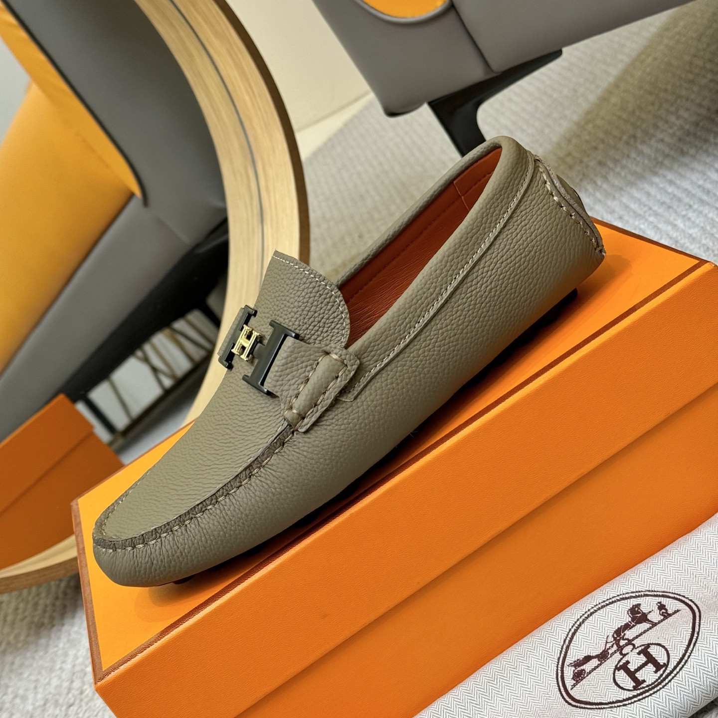 Hermes Men's Leather Loafers Casual Slip-On Shoes Size 38-46 7 i1752858634460 4100 0 5
