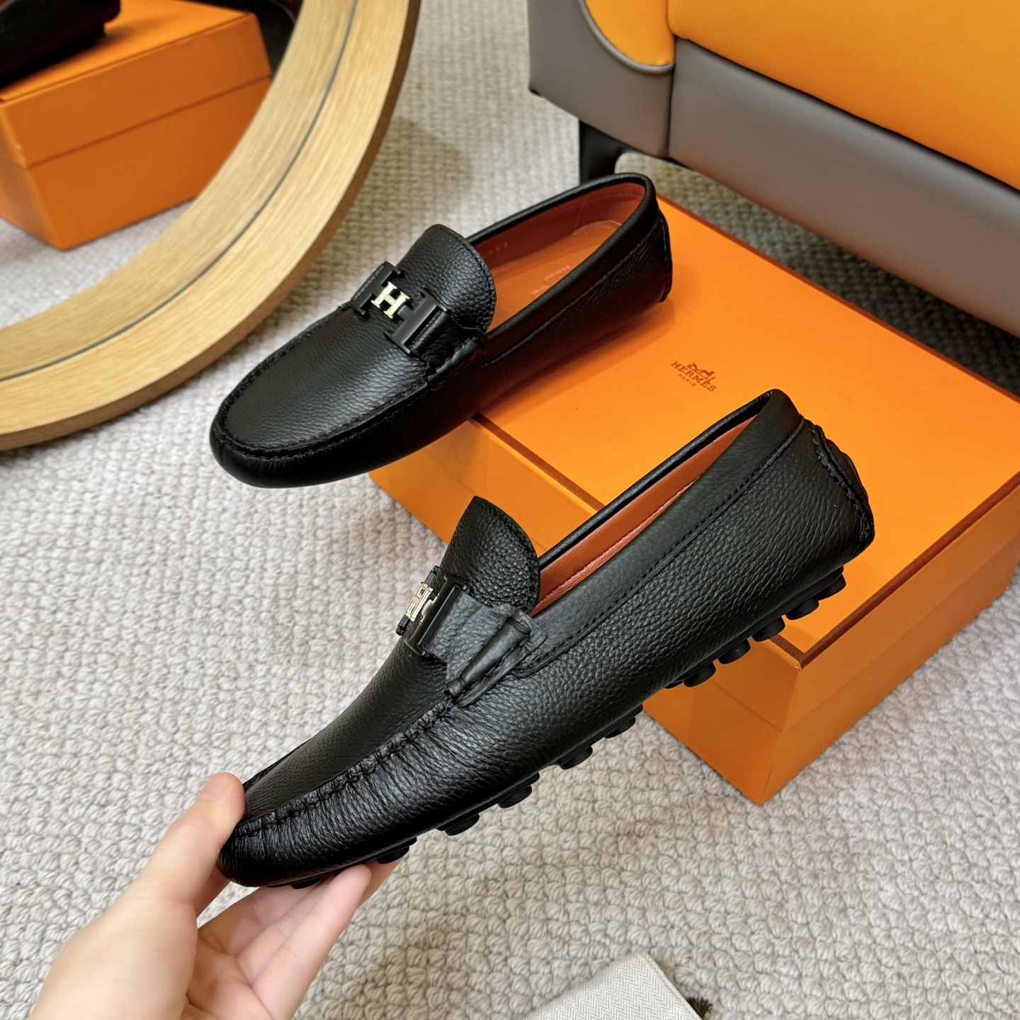Hermes Men's Leather Loafers - Italian Leather, Comfortable & Stylish 5 i1752858690904 2470 0 3