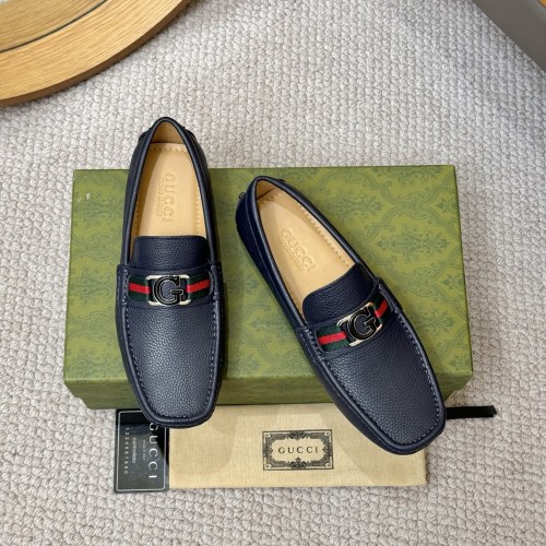Gucci Classic Loafers in Blue Leather with Signature Web Detail 1 Gucci Classic Loafers in Blue Leather with Signature Web Detail