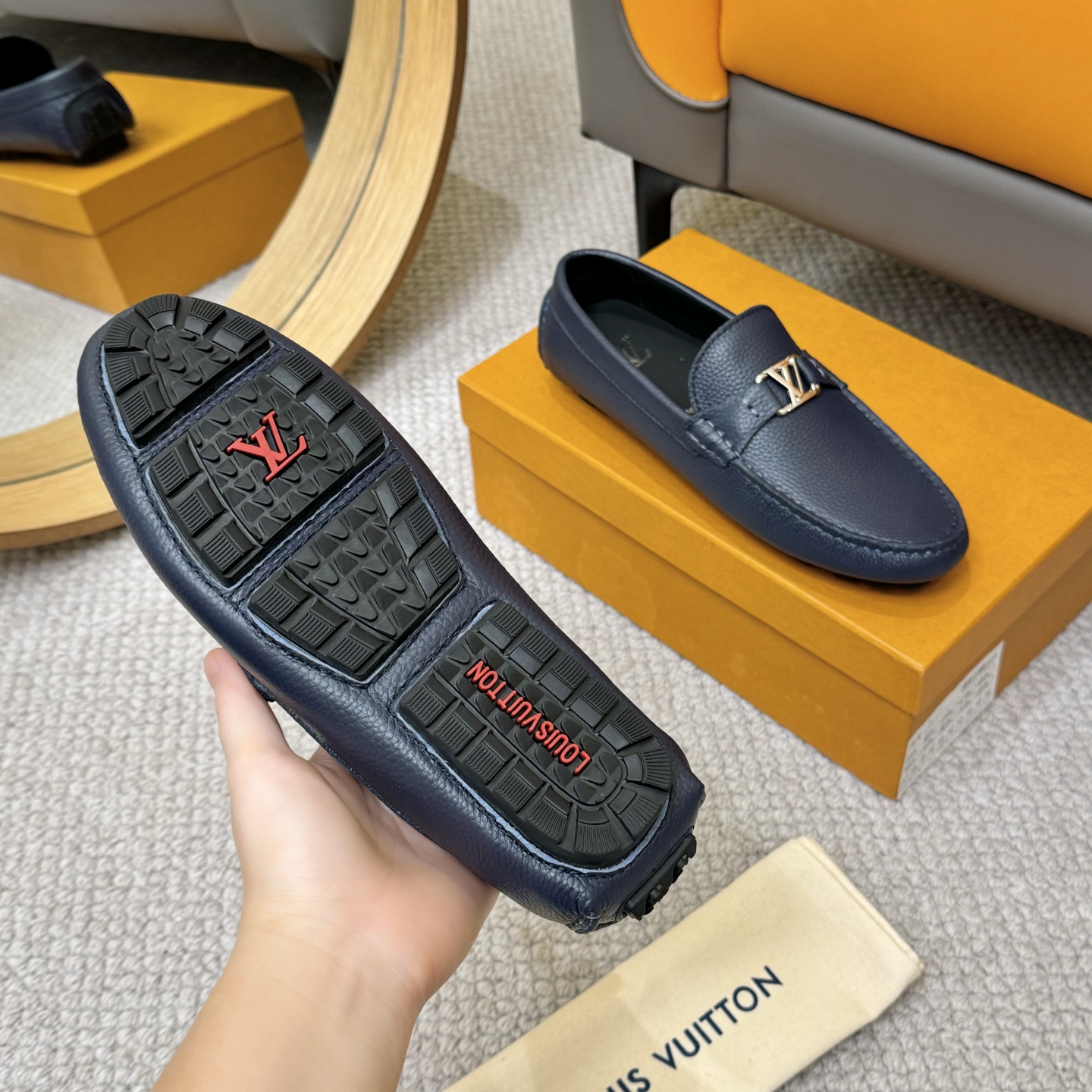 Louis Vuitton Men's Gloria Loafers - Monogram Embossed Leather Driving Shoes 8 i1752859381622 1433 0 6