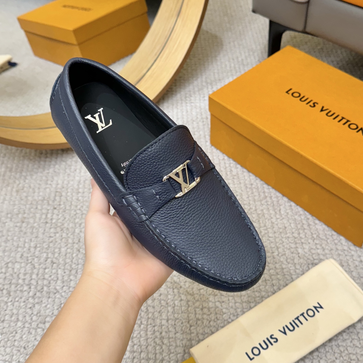 Louis Vuitton Men's Gloria Loafers - Monogram Embossed Leather Driving Shoes 6 i1752859384336 4748 0 4