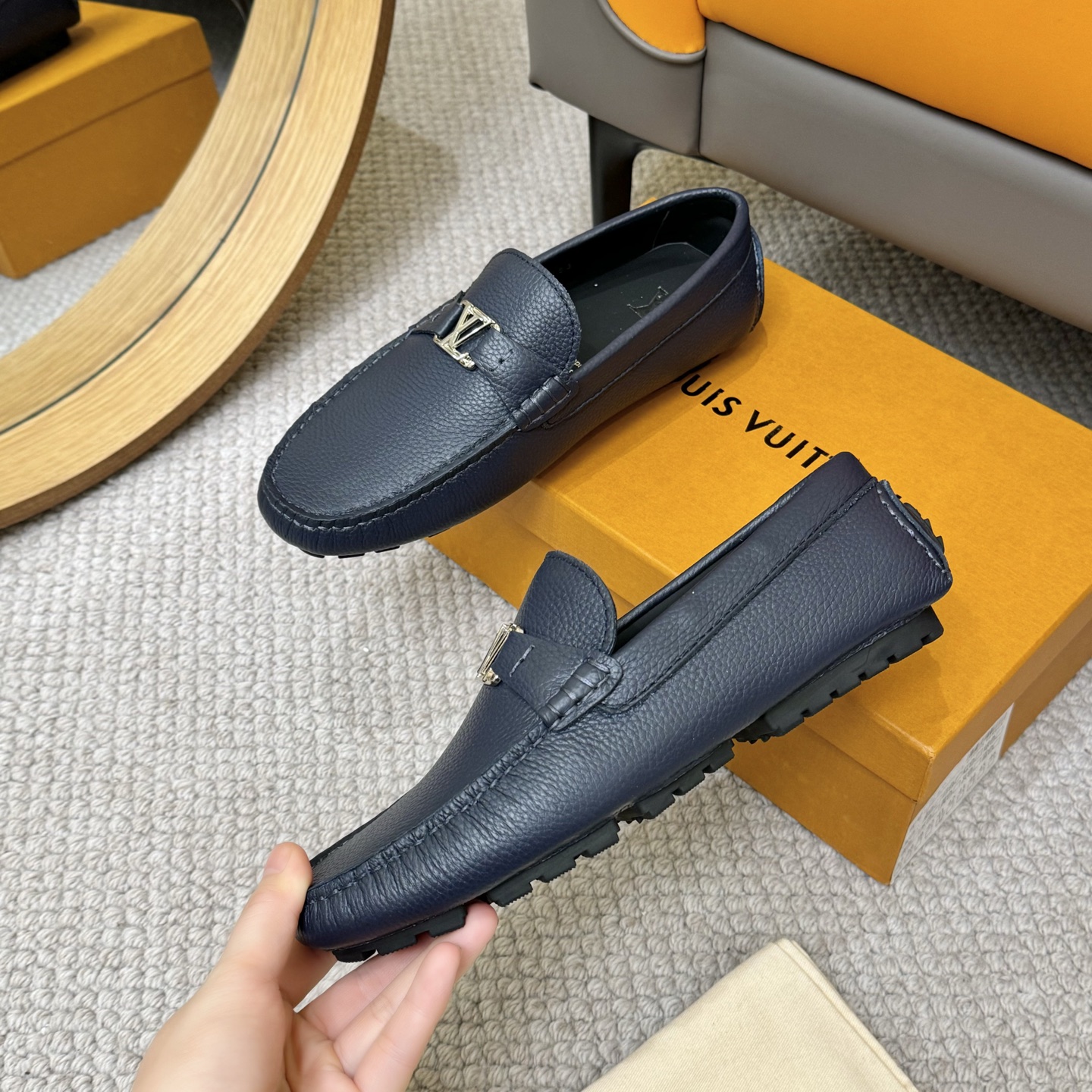 Louis Vuitton Men's Gloria Loafers - Monogram Embossed Leather Driving Shoes 5 i1752859384412 2760 0 3