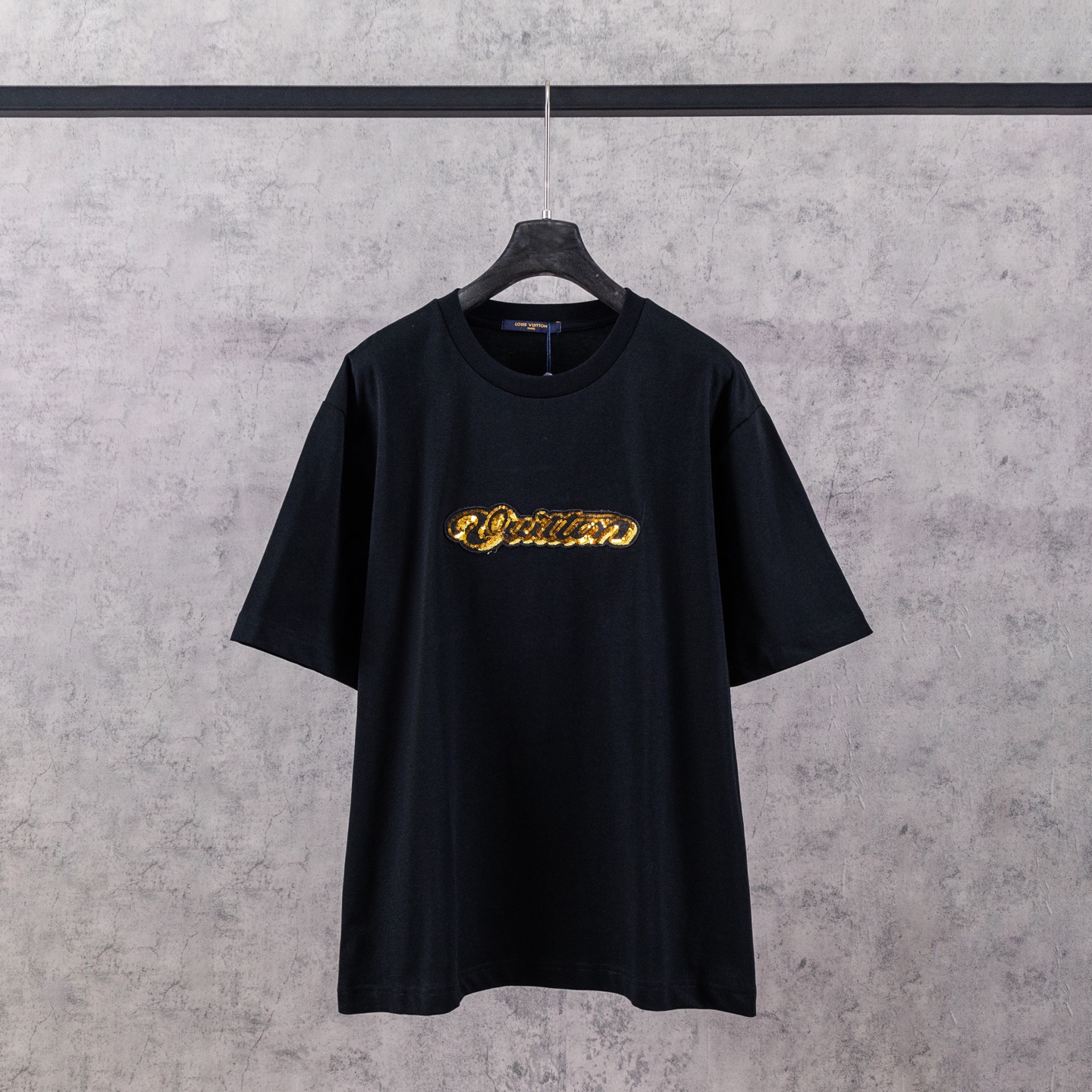 P85 LOUIS VUITTON*路易威登 1v bordado especial con lentejuelas y logo camiseta de manga corta -tejido personalizado 260g 32…