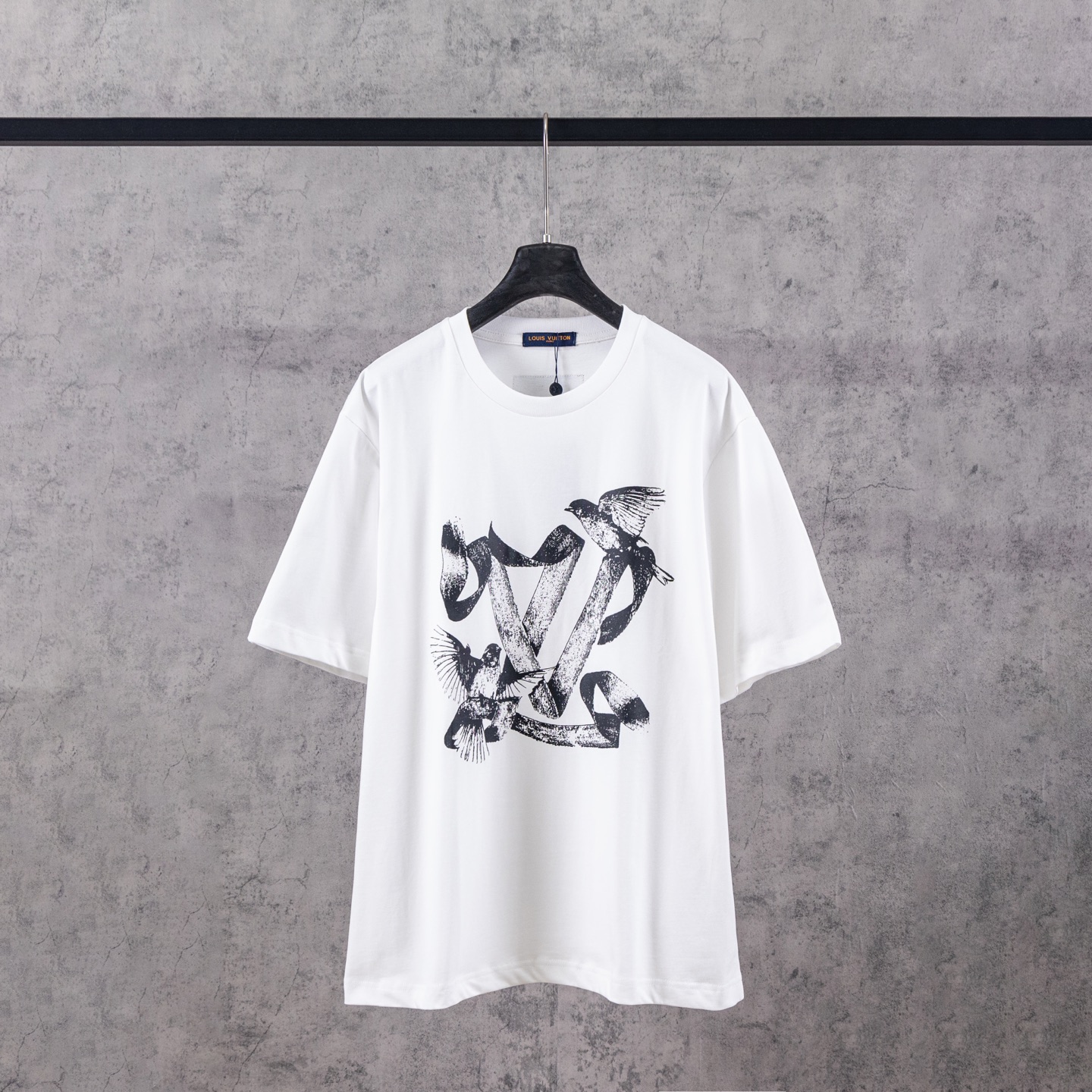 P75 LOUIS VUITTON*路易威登 1v estampado de paloma blanca camiseta de manga corta -tejido personalizado 260g 32s algodón dob…