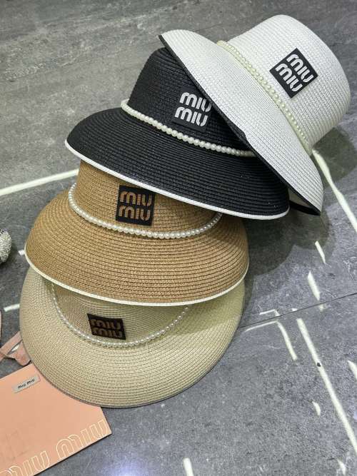 Miu Miu Pearl Logo Visor Hat | Summer Essential with Stylish Design 1 Miu Miu Pearl Logo Visor Hat | Summer Essential with Stylish Design