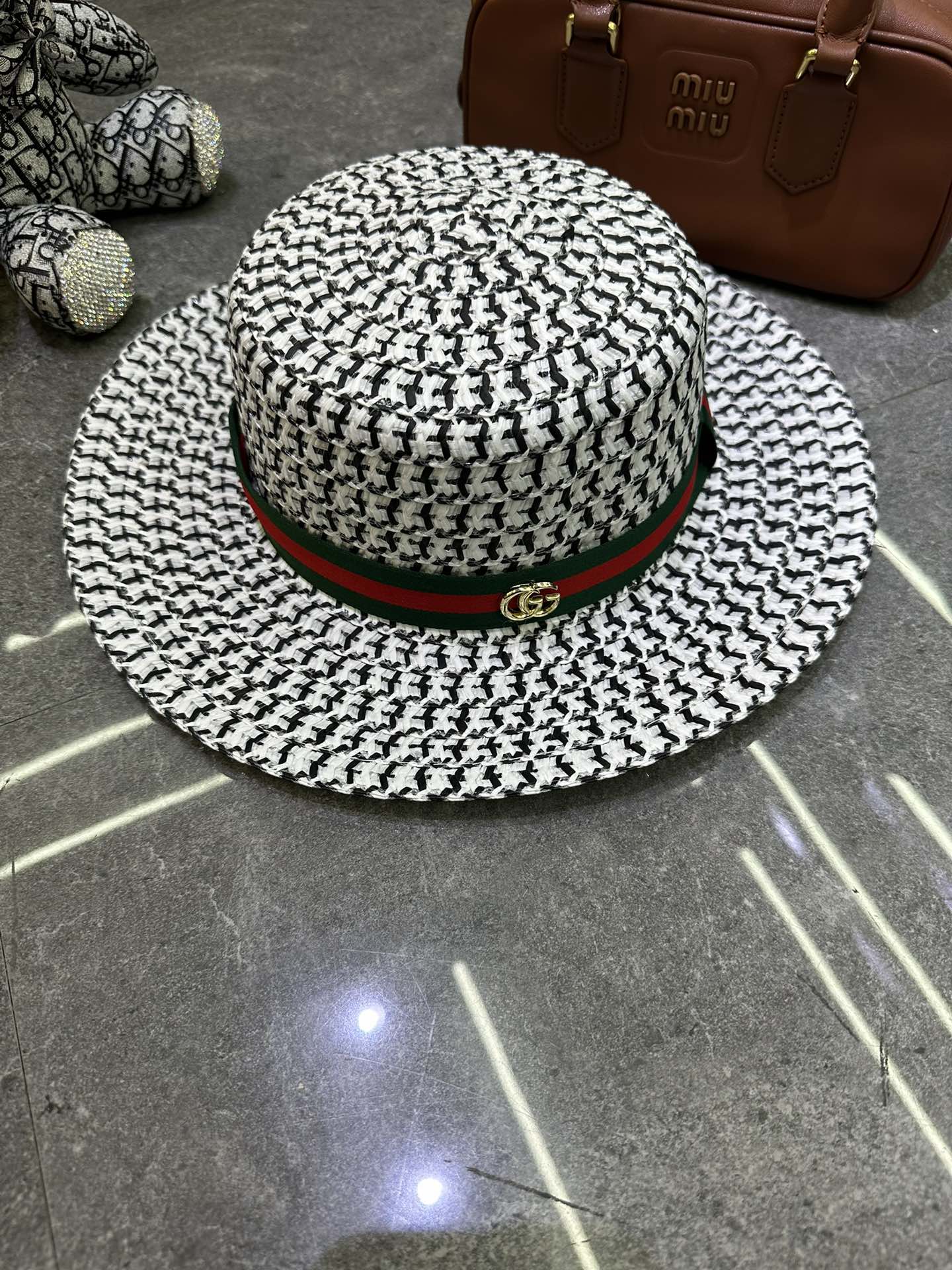 🎀Gucci 草编手工爆款钩针防晒平顶帽👒👒‼️🔥