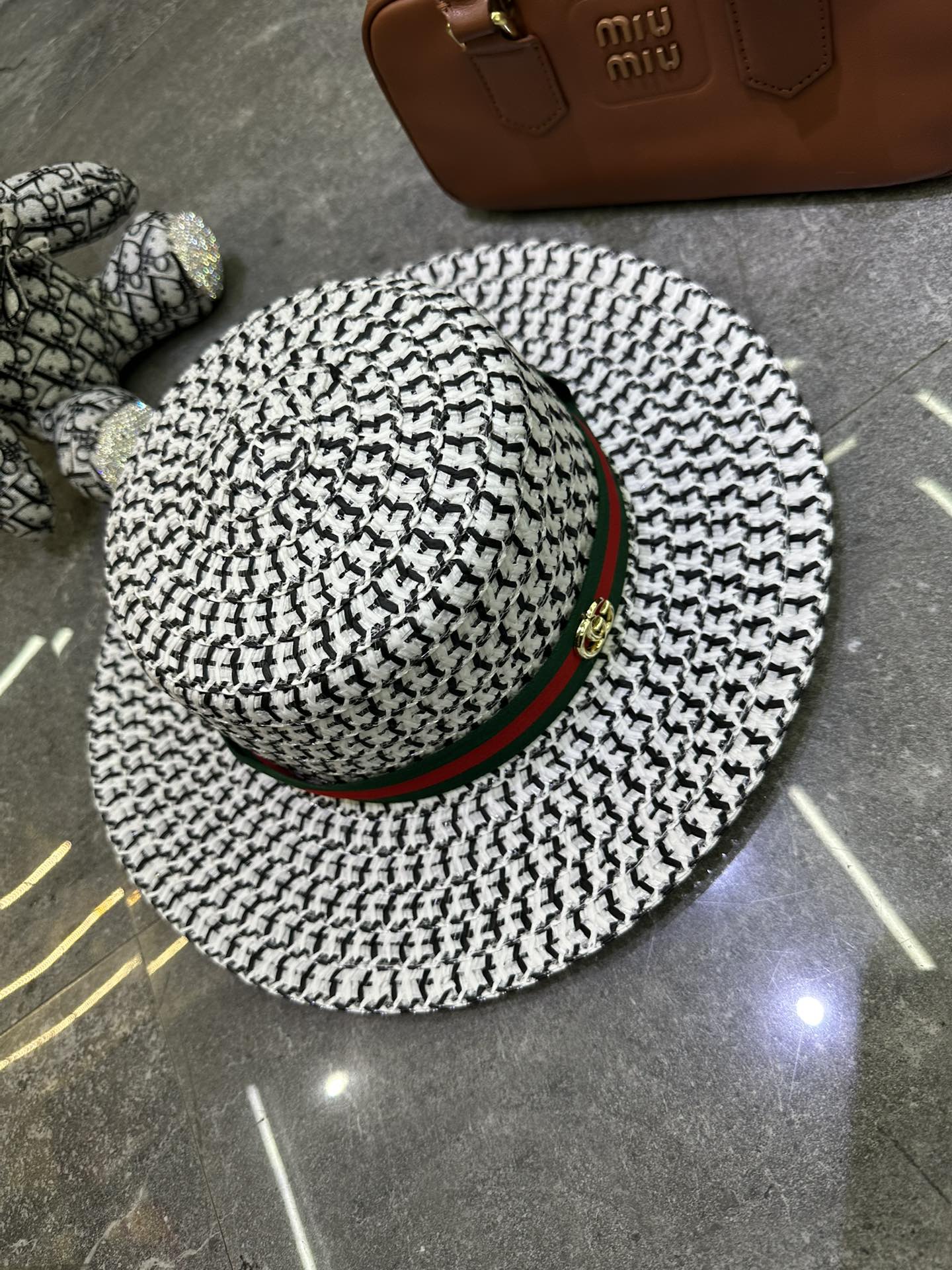 🎀Gucci 草编手工爆款钩针防晒平顶帽👒👒‼️🔥