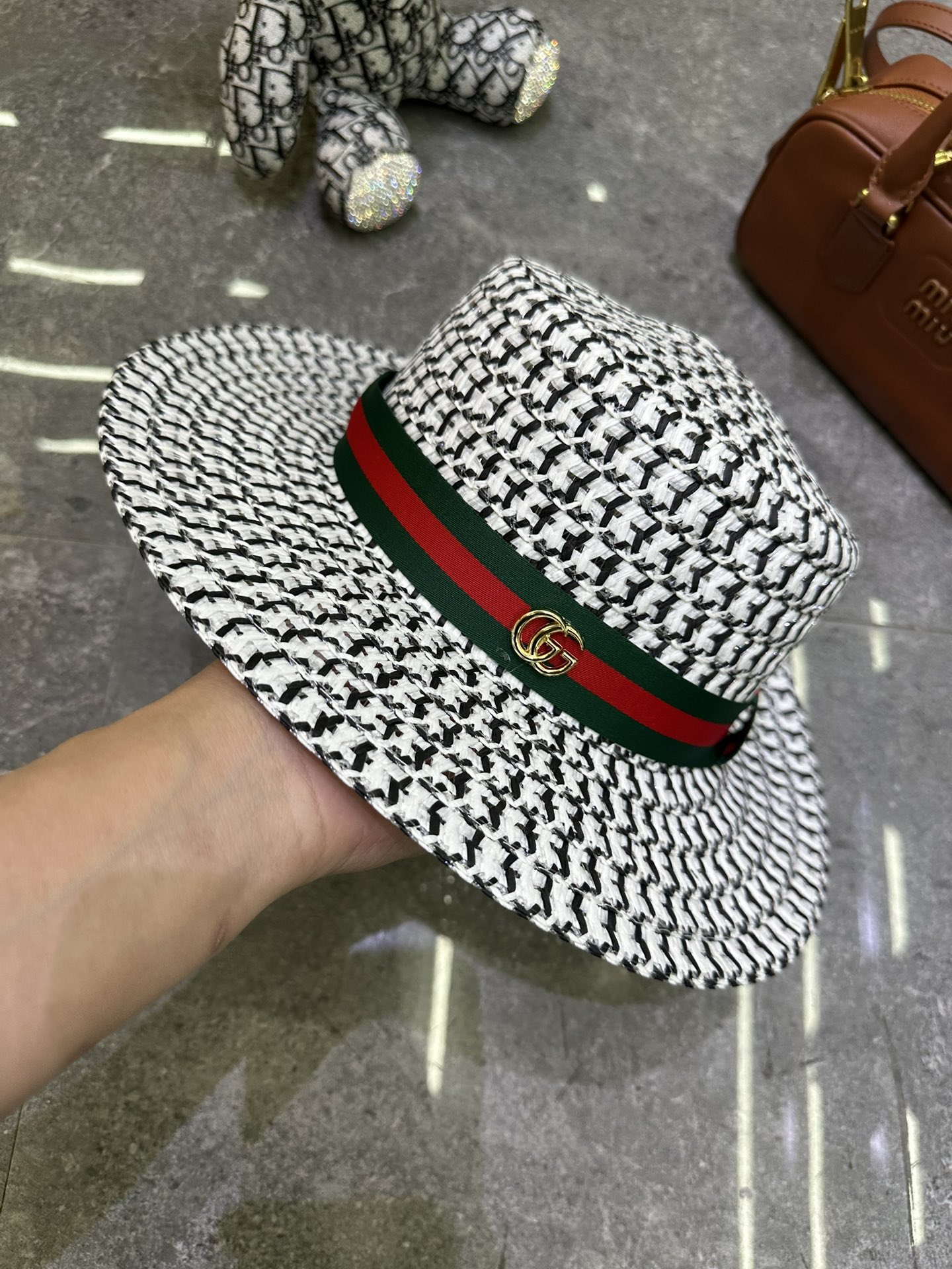 🎀Gucci 草编手工爆款钩针防晒平顶帽👒👒‼️🔥
