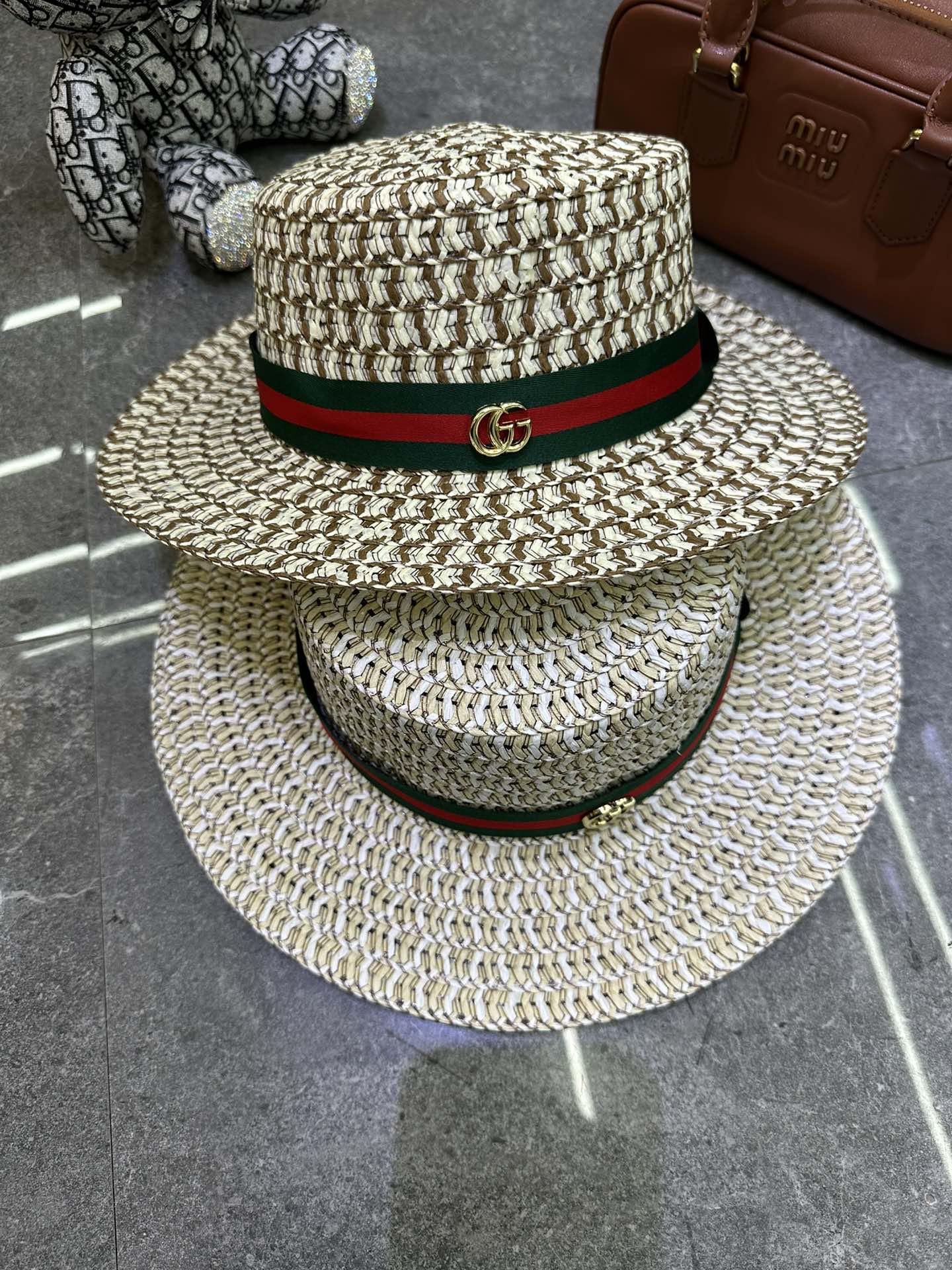 🎀Gucci 草编手工爆款钩针防晒平顶帽👒👒‼️🔥