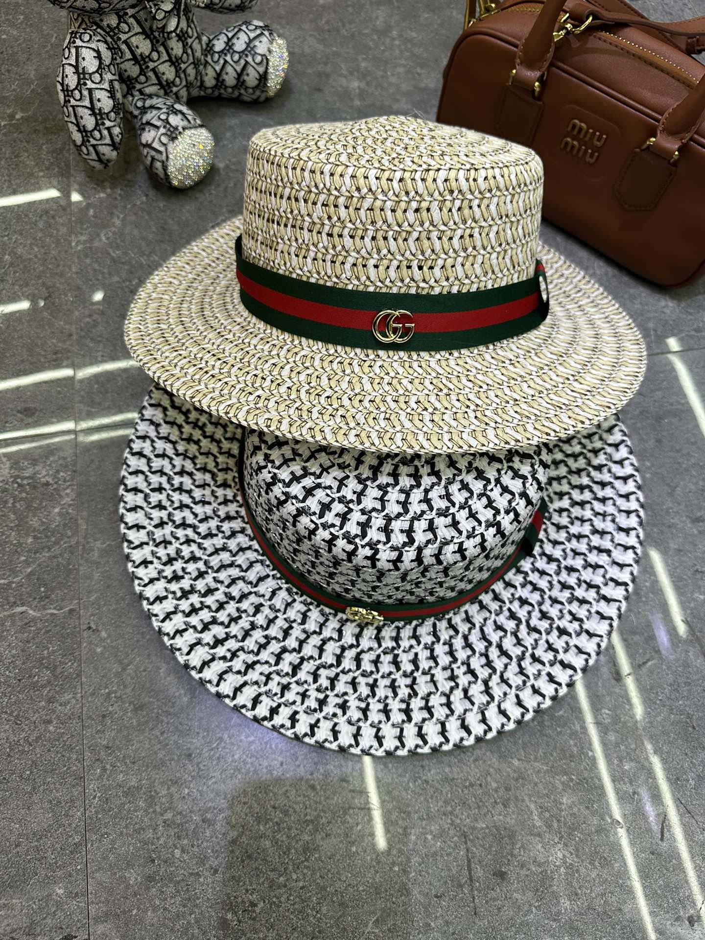 🎀Gucci 草编手工爆款钩针防晒平顶帽👒👒‼️🔥
