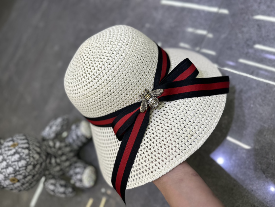 🎀Gucci 爆款经典丝带🎀蜜蜂🐝胸针盆帽🔥🔥