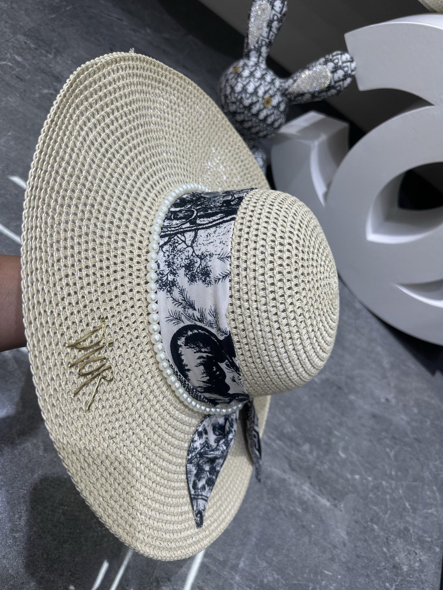 春夏新品迪奥爆款丝巾大沿帽沙滩🏖️帽👒