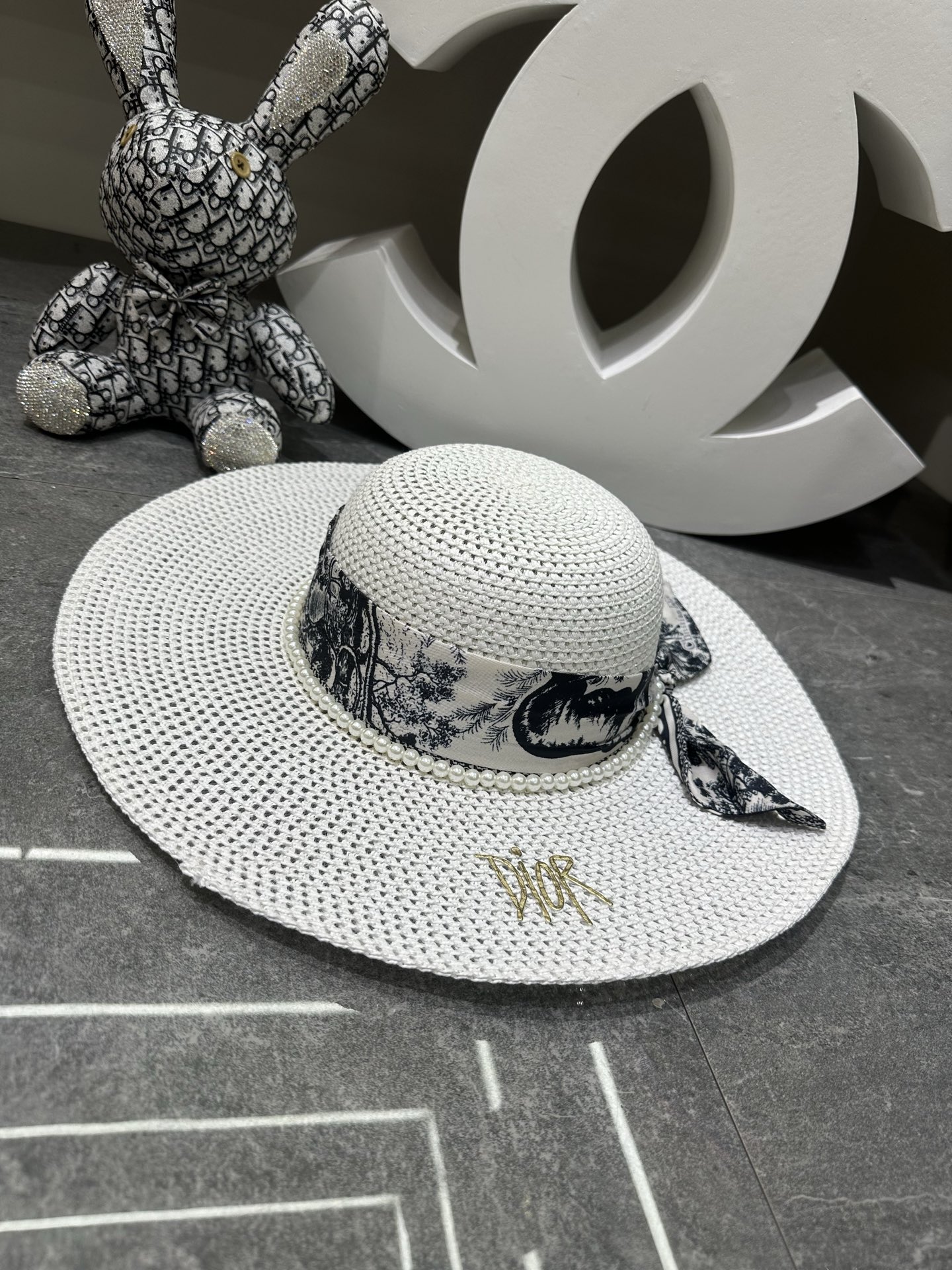 春夏新品迪奥爆款丝巾大沿帽沙滩🏖️帽👒