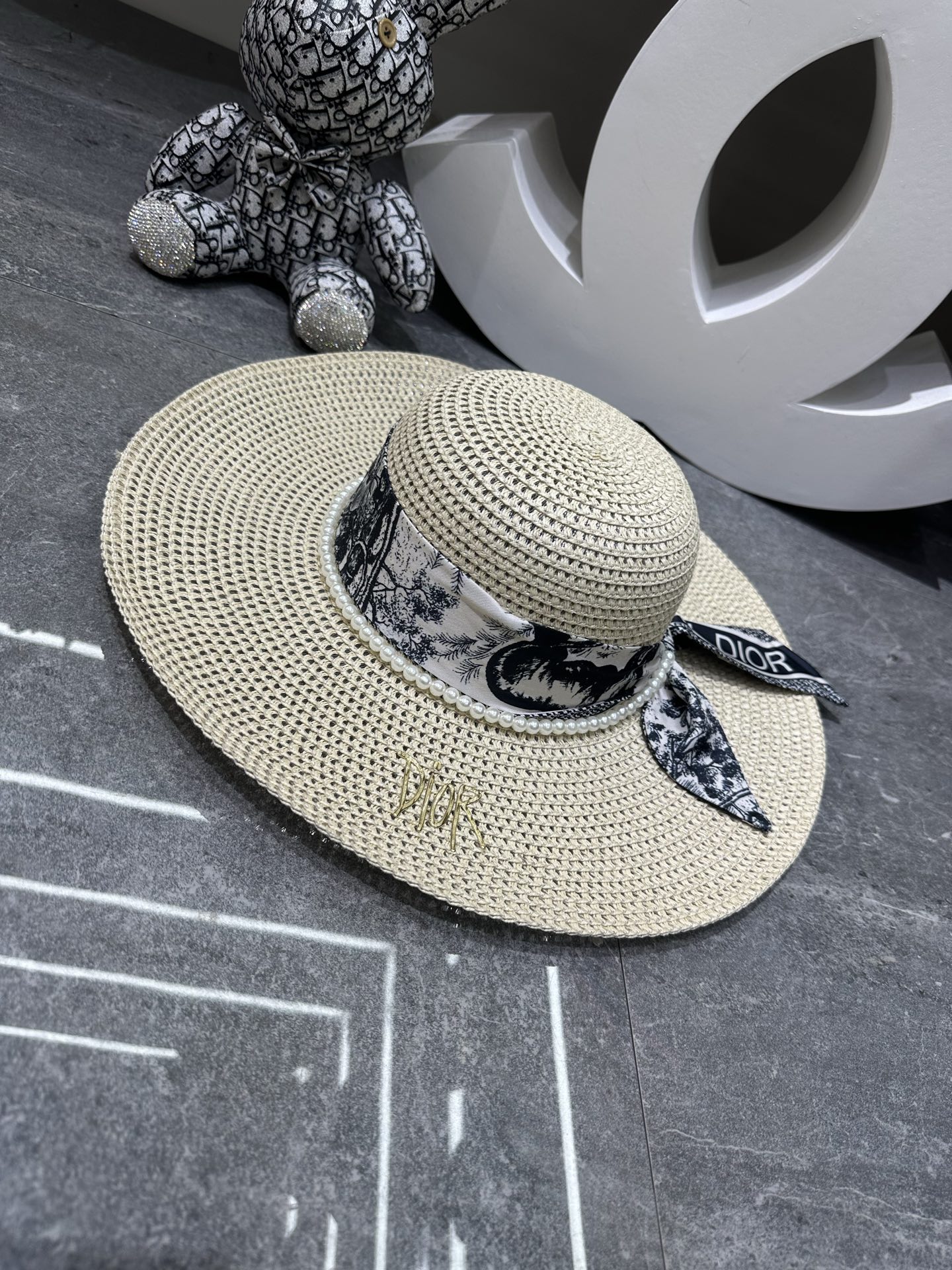 春夏新品迪奥爆款丝巾大沿帽沙滩🏖️帽👒