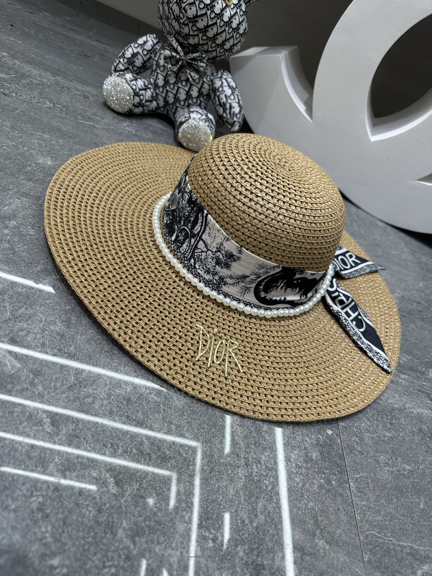 春夏新品迪奥爆款丝巾大沿帽沙滩🏖️帽👒