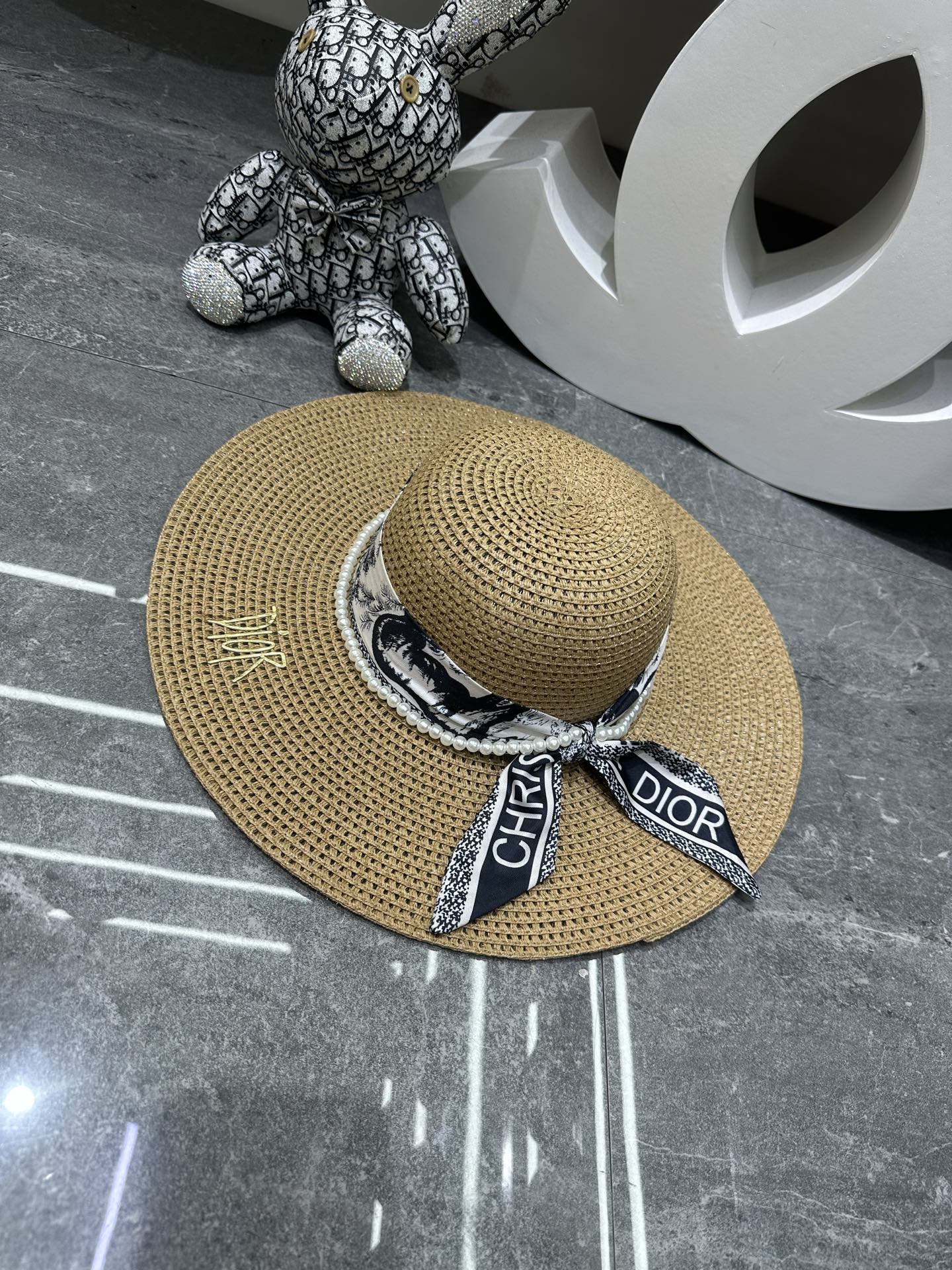 春夏新品迪奥爆款丝巾大沿帽沙滩🏖️帽👒