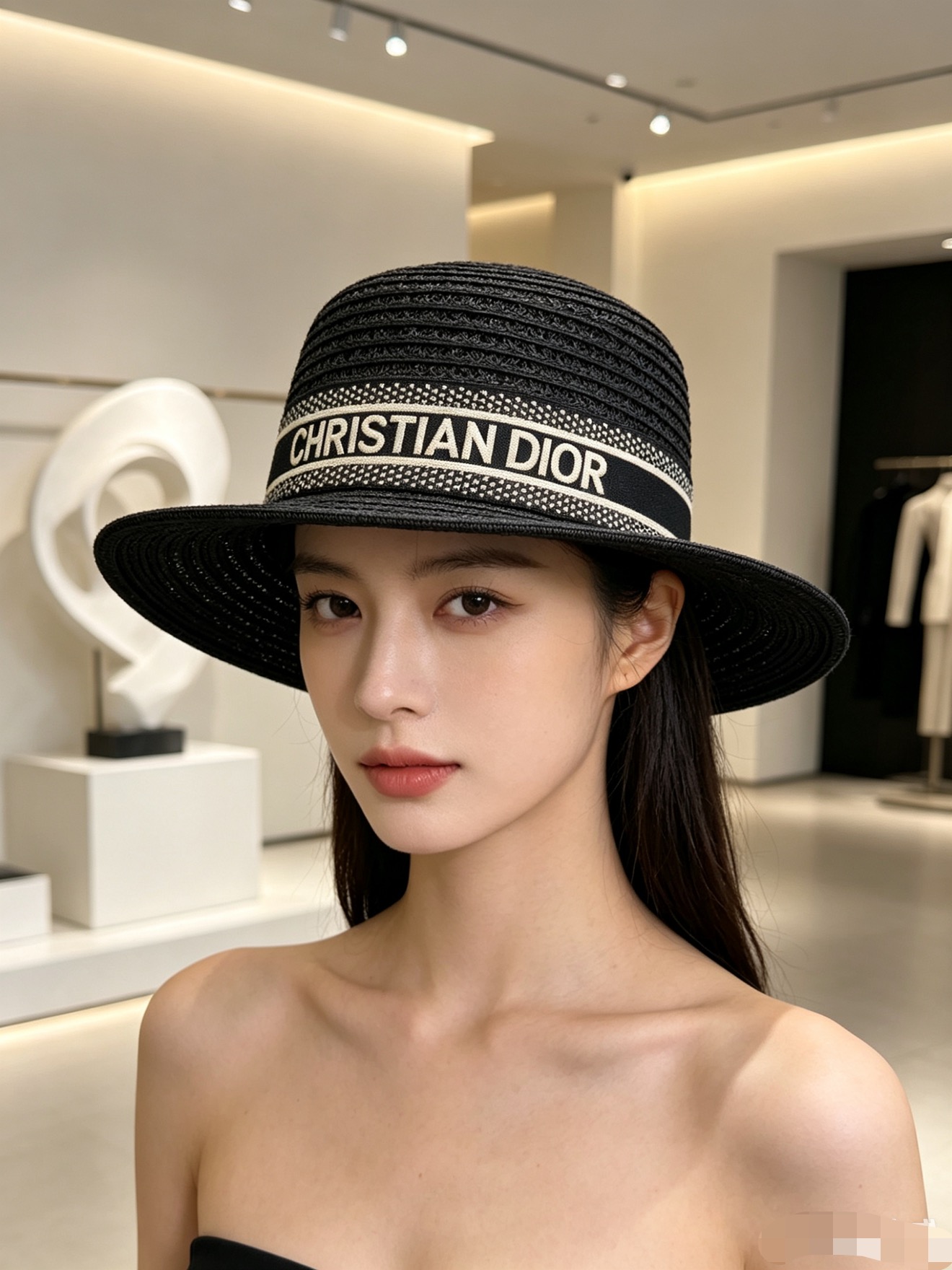 💛配防尘袋.  【DIOR迪奥】2026新款密织平顶盆帽草帽，遮阳又好搭，出街旅行单品