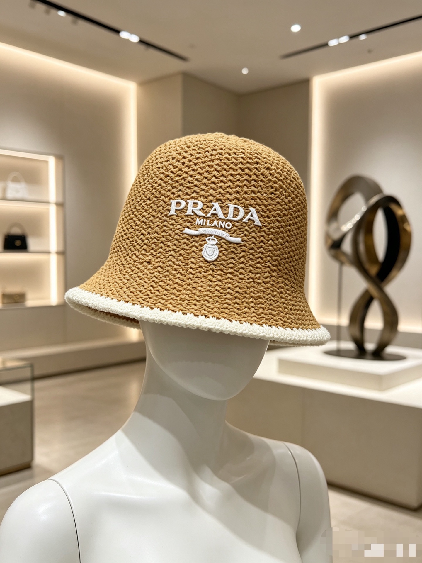 💛配防尘袋【PRADA普拉达】2026春夏新款日系日常简约款小桶帽渔夫帽，独特设计～复古文艺的一款