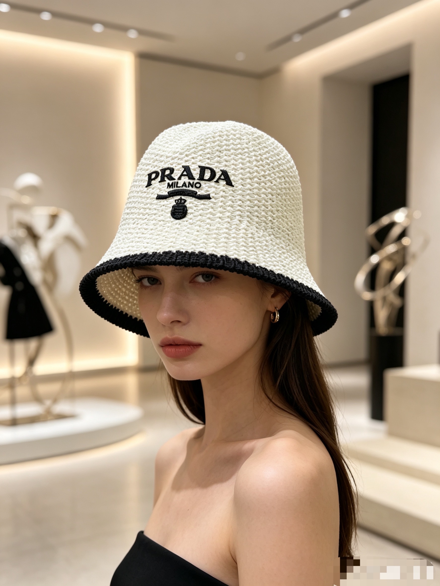 💛配防尘袋【PRADA普拉达】2026春夏新款日系日常简约款小桶帽渔夫帽，独特设计～复古文艺的一款