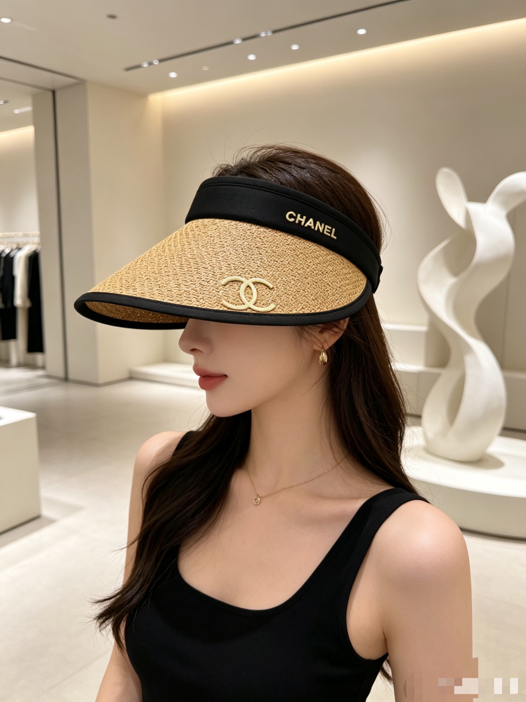 💛配防尘袋 【CHANEL香奈儿】 2026新款编织空顶帽，🔆遮阳百搭～休闲出街神器