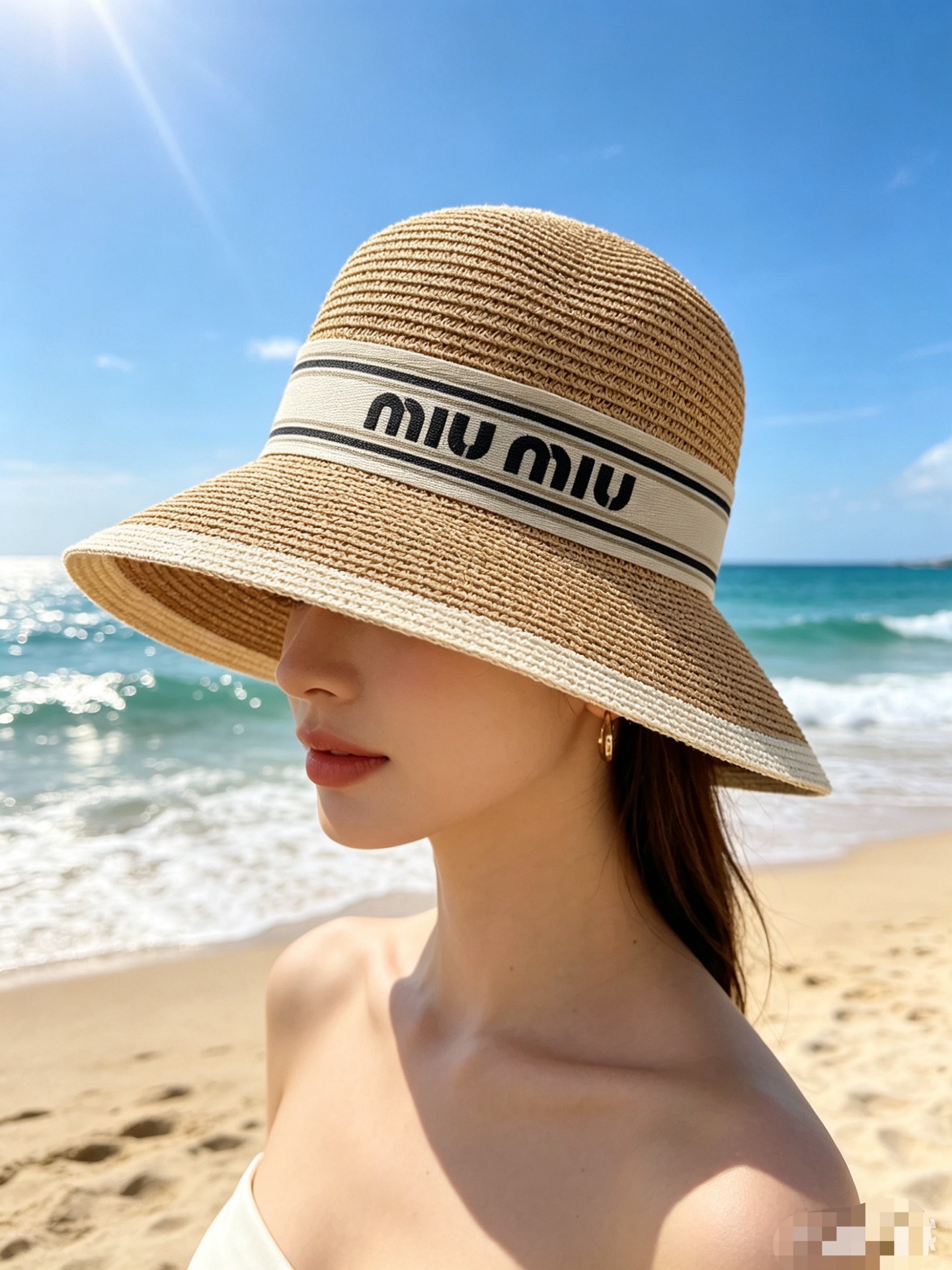 💛配防尘袋.  【MIUMIU缪缪】2026新款密织织带盆帽草帽，遮阳又好搭，出街旅行单品