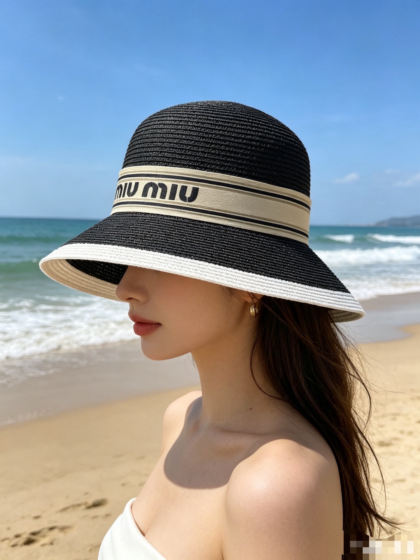 💛配防尘袋.  【MIUMIU缪缪】2026新款密织织带盆帽草帽，遮阳又好搭，出街旅行单品