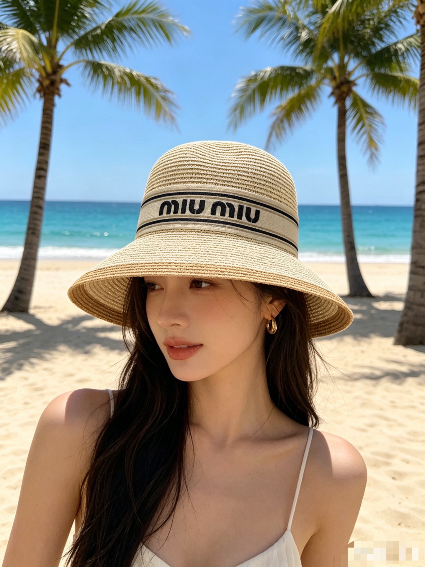 💛配防尘袋.  【MIUMIU缪缪】2026新款密织织带盆帽草帽，遮阳又好搭，出街旅行单品
