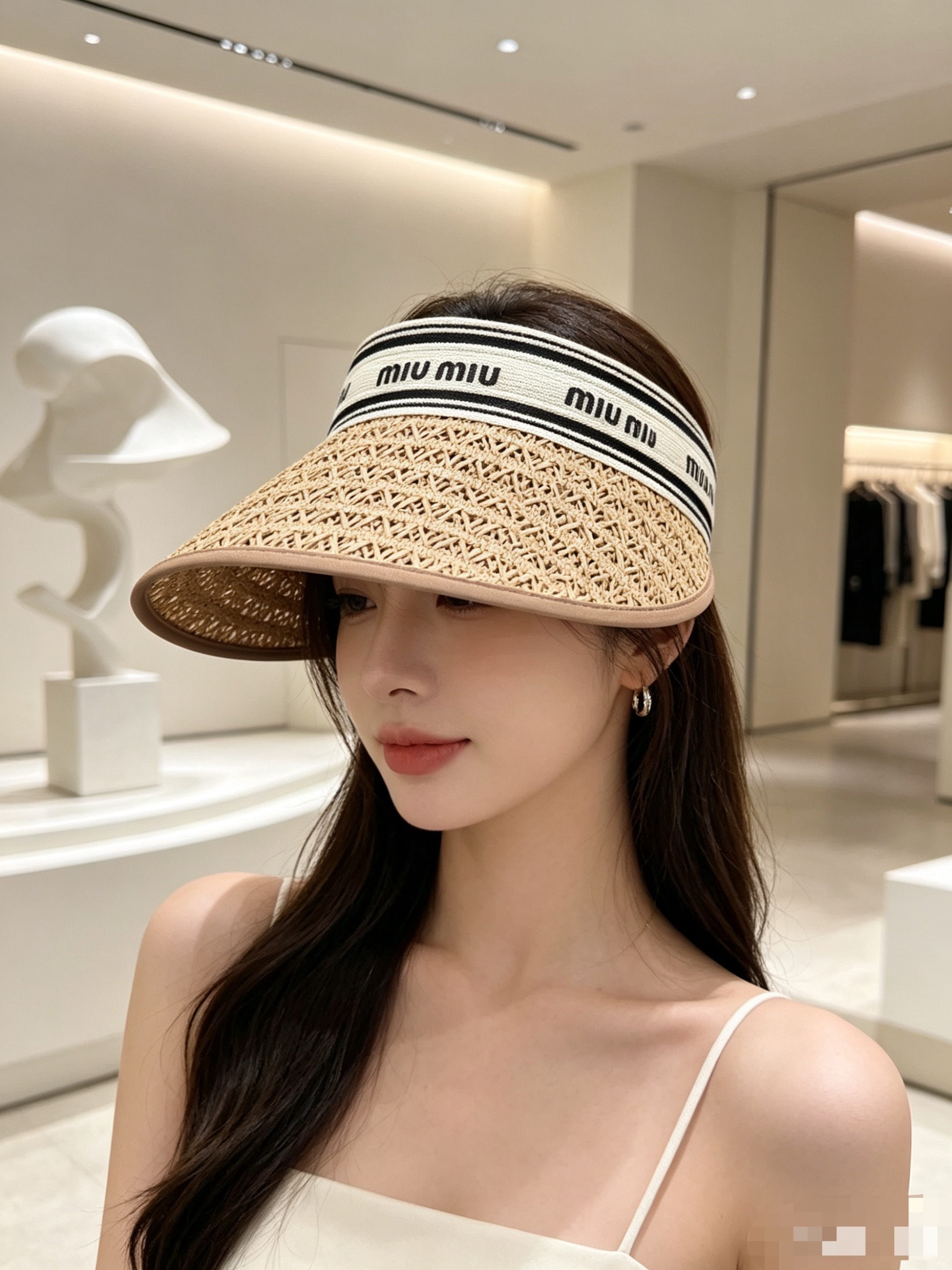 💛配防尘袋 【MIUMIU缪缪】 2026新款编织遮阳帽空顶帽，🔆遮阳百搭～休闲出街神器