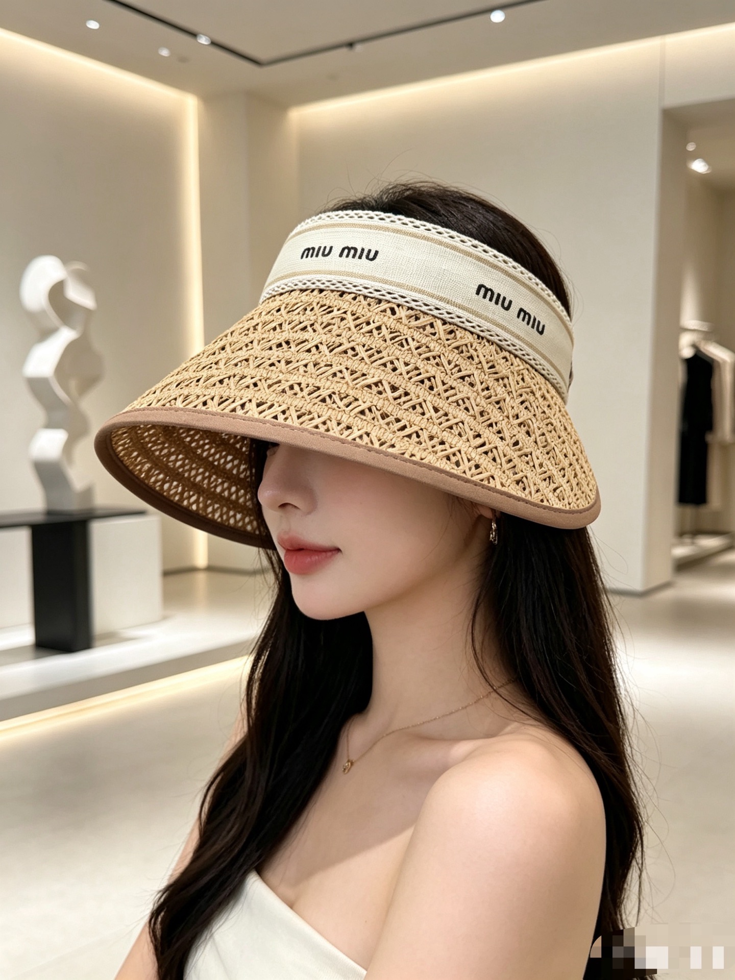 💛配防尘袋 【MIUMIU缪缪】 2026新款编织遮阳帽空顶帽，🔆遮阳百搭～休闲出街神器