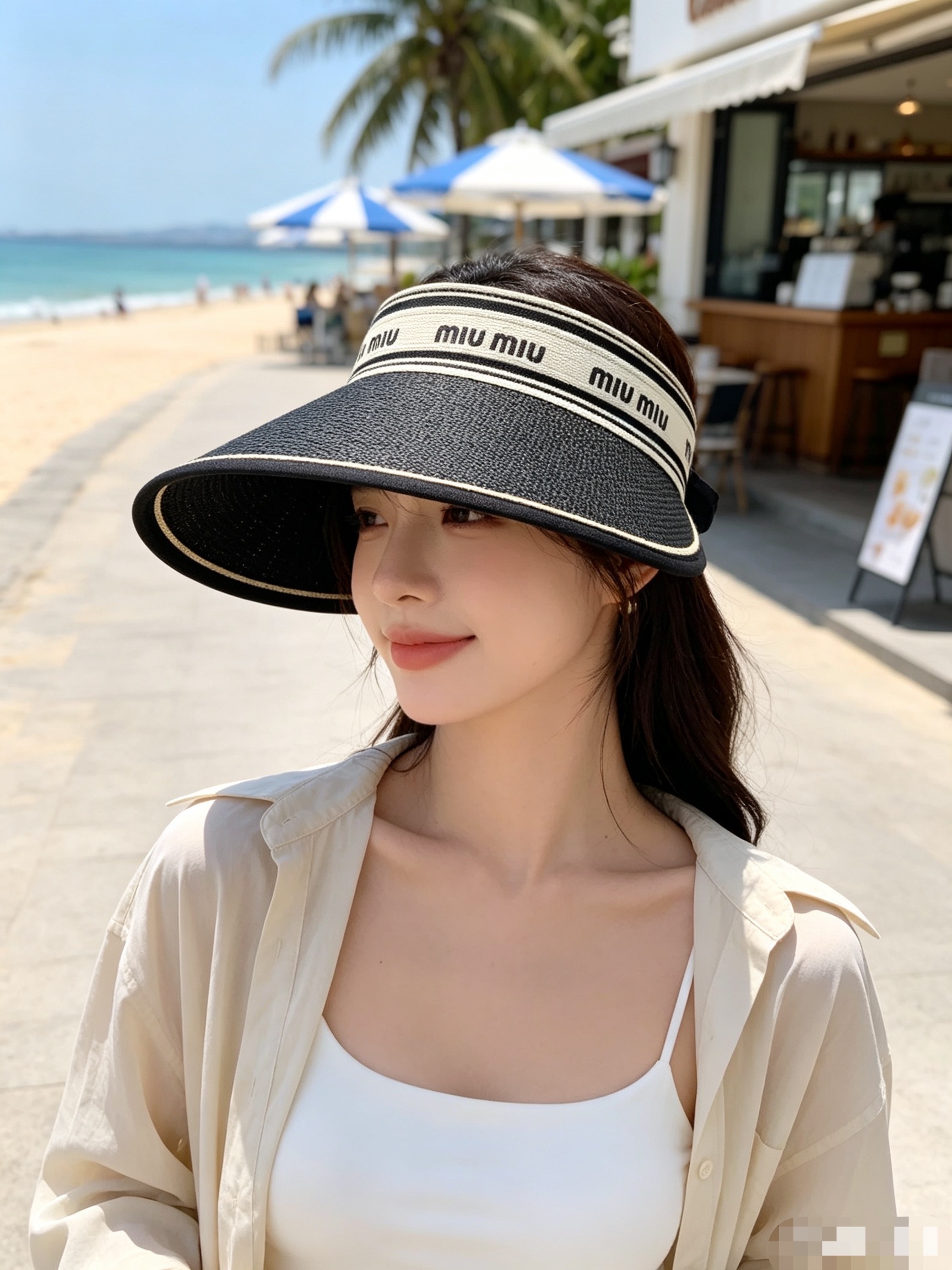 💛配防尘袋 【MIUMIU缪缪】2026春夏新款织带遮阳帽空顶帽，🔆遮阳百搭～休闲出街神器