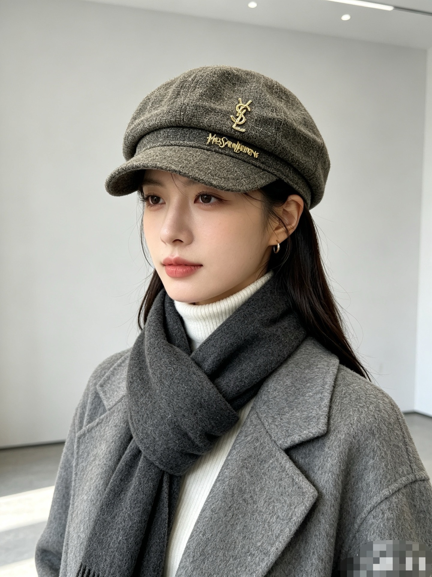 💛配防尘袋【YSL圣罗兰】2026早秋新款格纹羊毛八角军帽 复古文艺的一款～新品上架