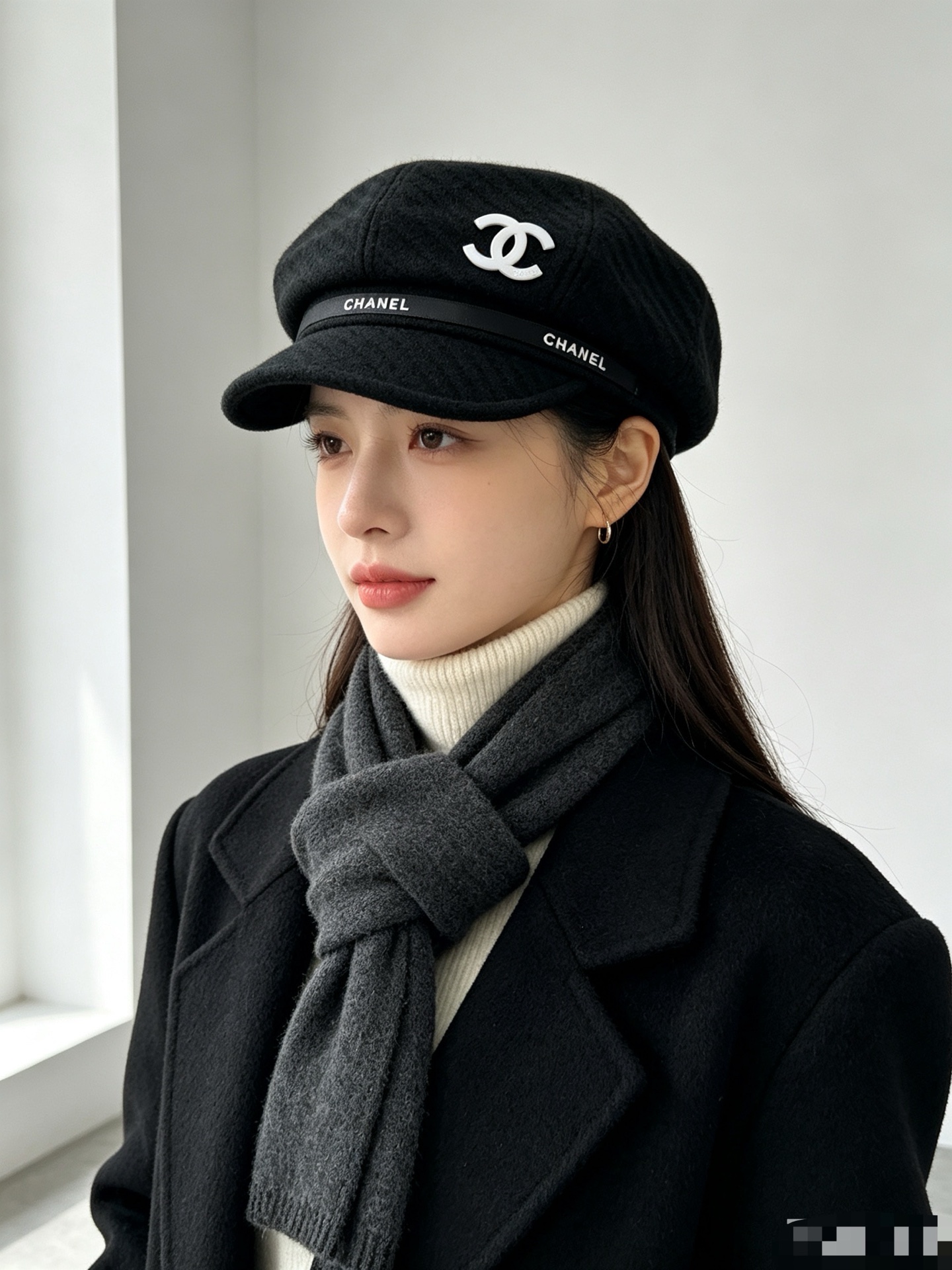 💛配防尘袋【CHANEL香奈儿】2026早秋新款格纹羊毛八角军帽 复古文艺的一款～新品上架