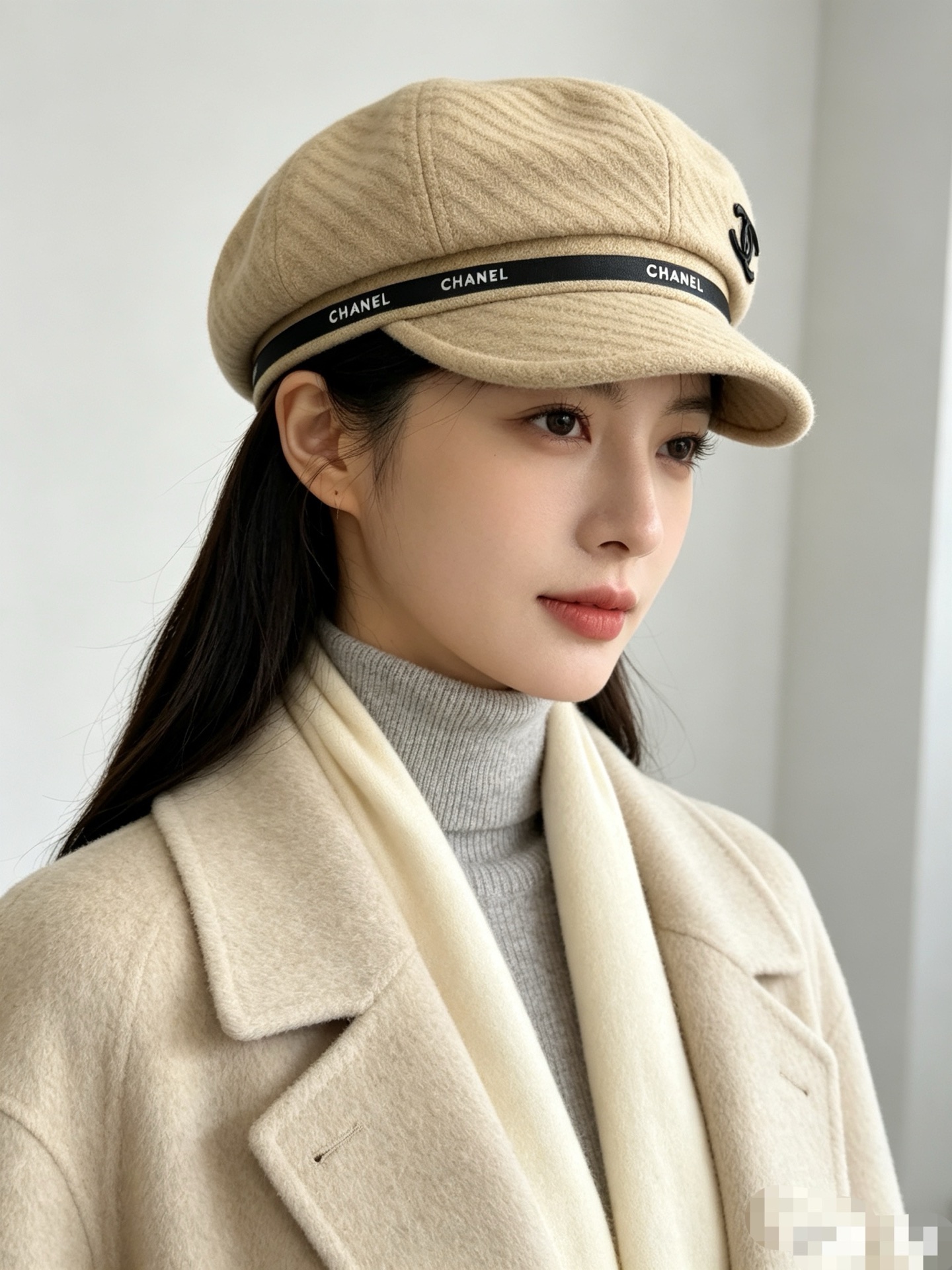 💛配防尘袋【CHANEL香奈儿】2026早秋新款格纹羊毛八角军帽 复古文艺的一款～新品上架
