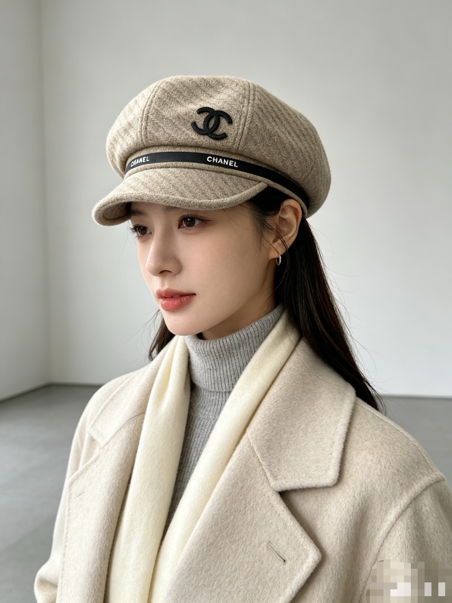 💛配防尘袋【CHANEL香奈儿】2026早秋新款格纹羊毛八角军帽 复古文艺的一款～新品上架