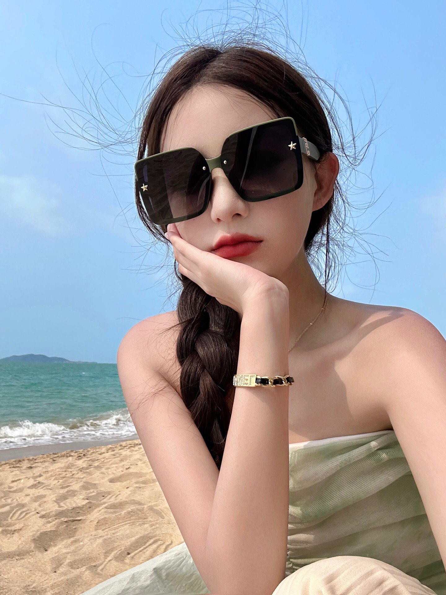 CHANEL香奈儿2024新款潮流爆款时尚方框太阳镜佩戴舒适网红潮款墨镜女士高清加厚偏光太阳镜️高品质T