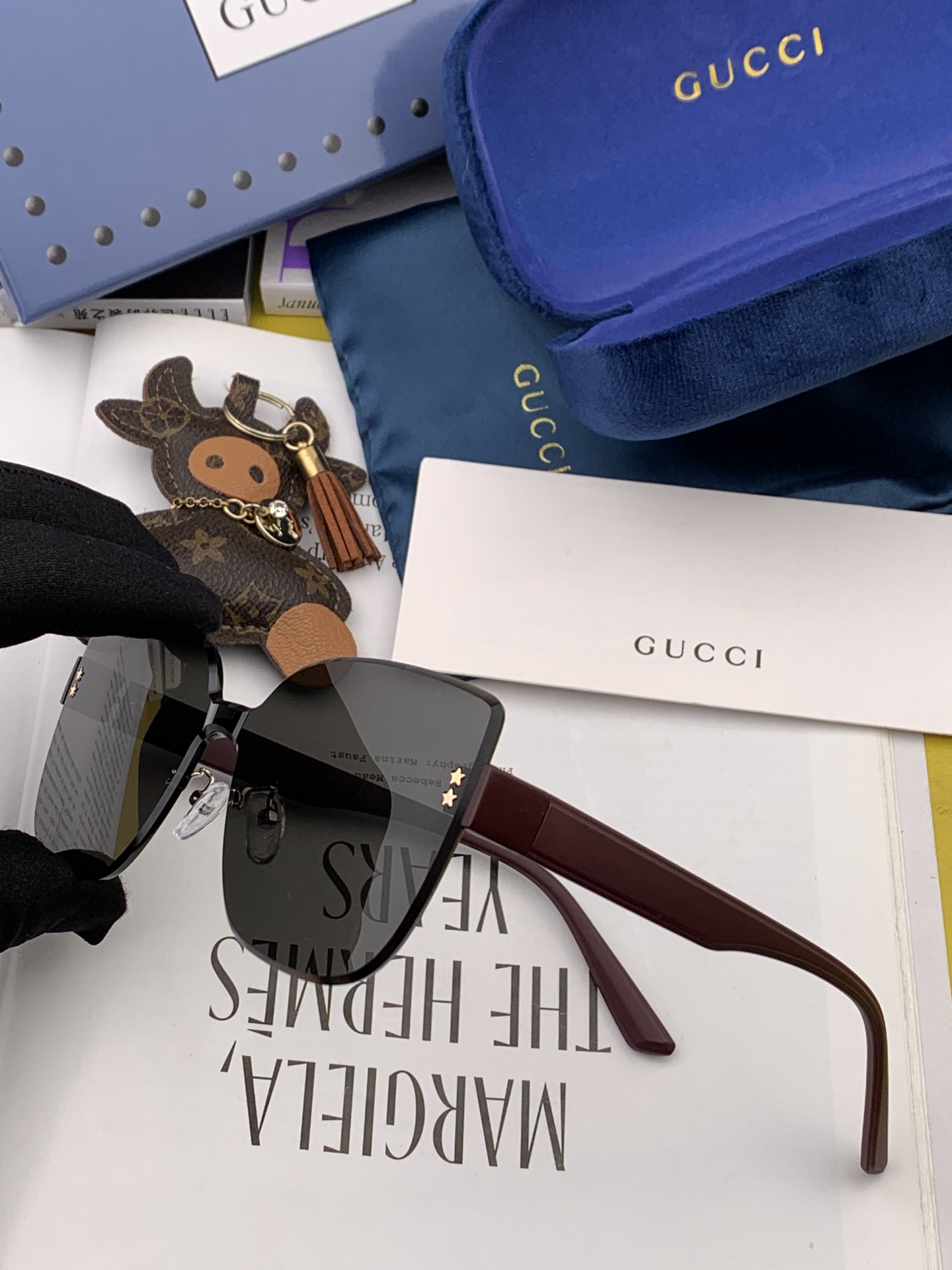 GUCCI-尼龙偏光连体太阳镜2024开春新款潮流爆款时尚方框偏光太阳镜高品质佩戴舒适网红潮款墨镜女士高