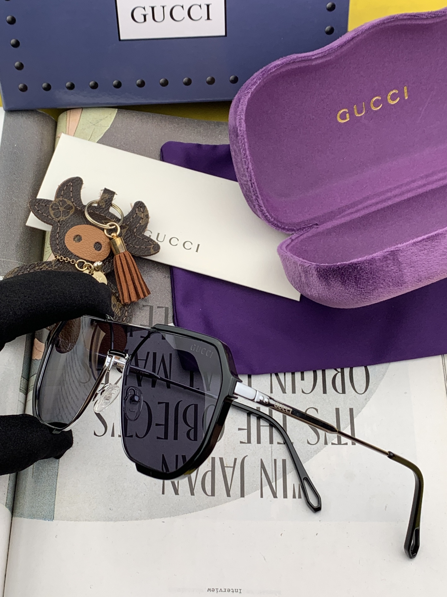 Gucci古奇新款连体驶驾镜墨镜出行必众备多明星同款太阳镜男女太士阳镜飞行型号G011