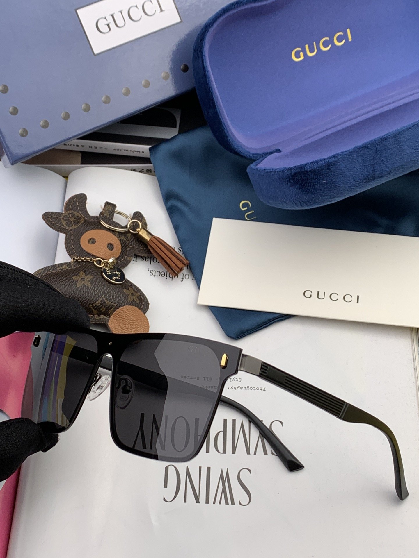 Gucci古奇新款连体驶驾镜墨镜出行必众备多明星同款太阳镜男女太士阳镜飞行型号G7809
