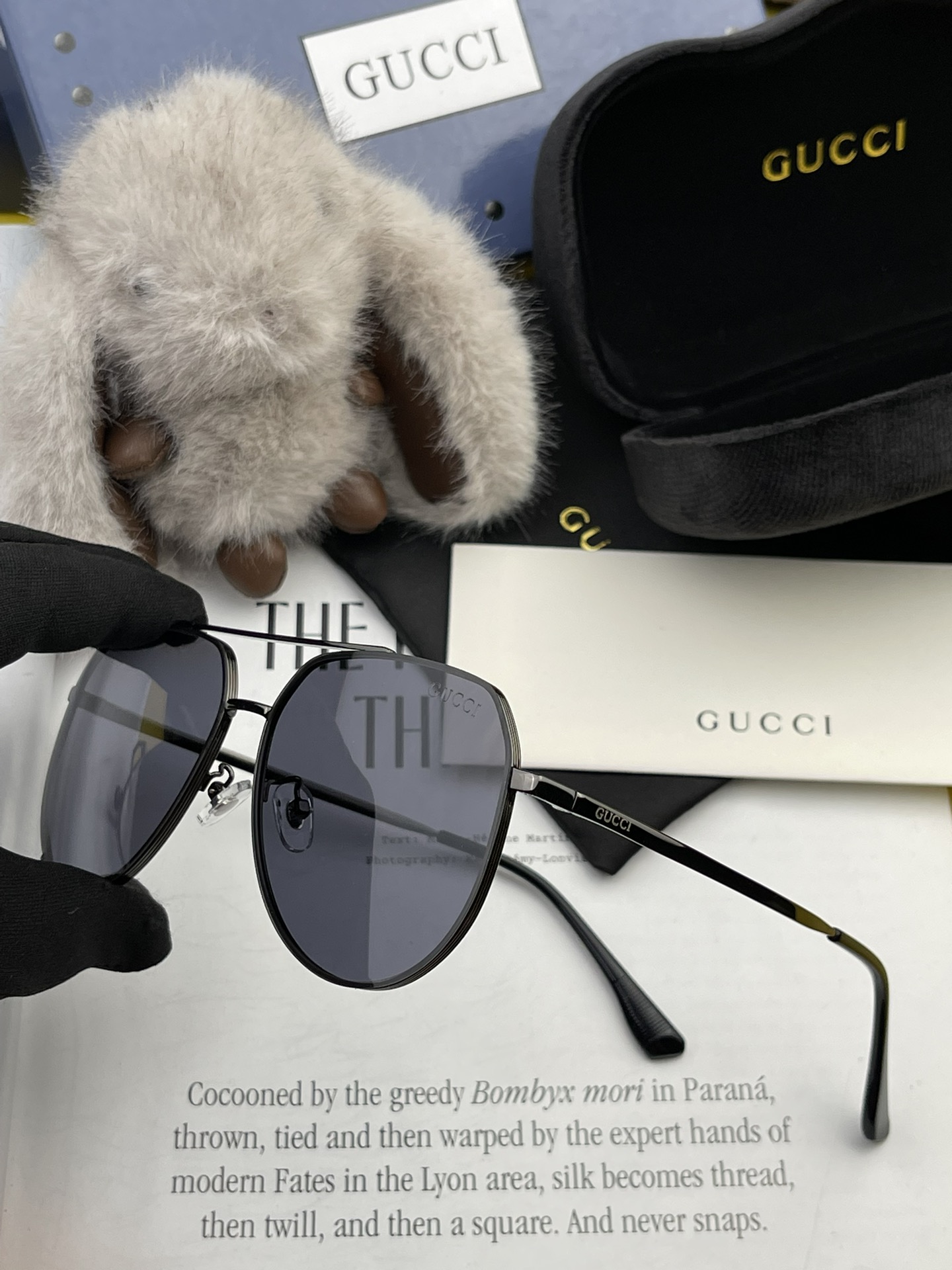 GUCCI男款炫彩飞行员偏光太阳镜️材质高清尼龙加厚卡槽高清偏光镜片无边框镜架颜型号G9225