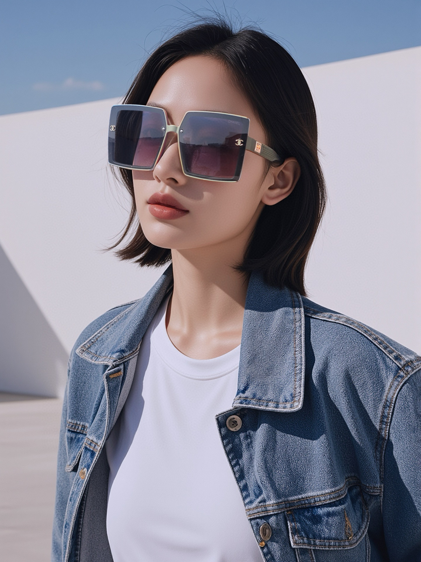  【CHANEL】香奈儿 2025新款潮流爆款 时尚方框太阳镜 佩戴舒适 网红潮款墨镜  女士高清加厚偏