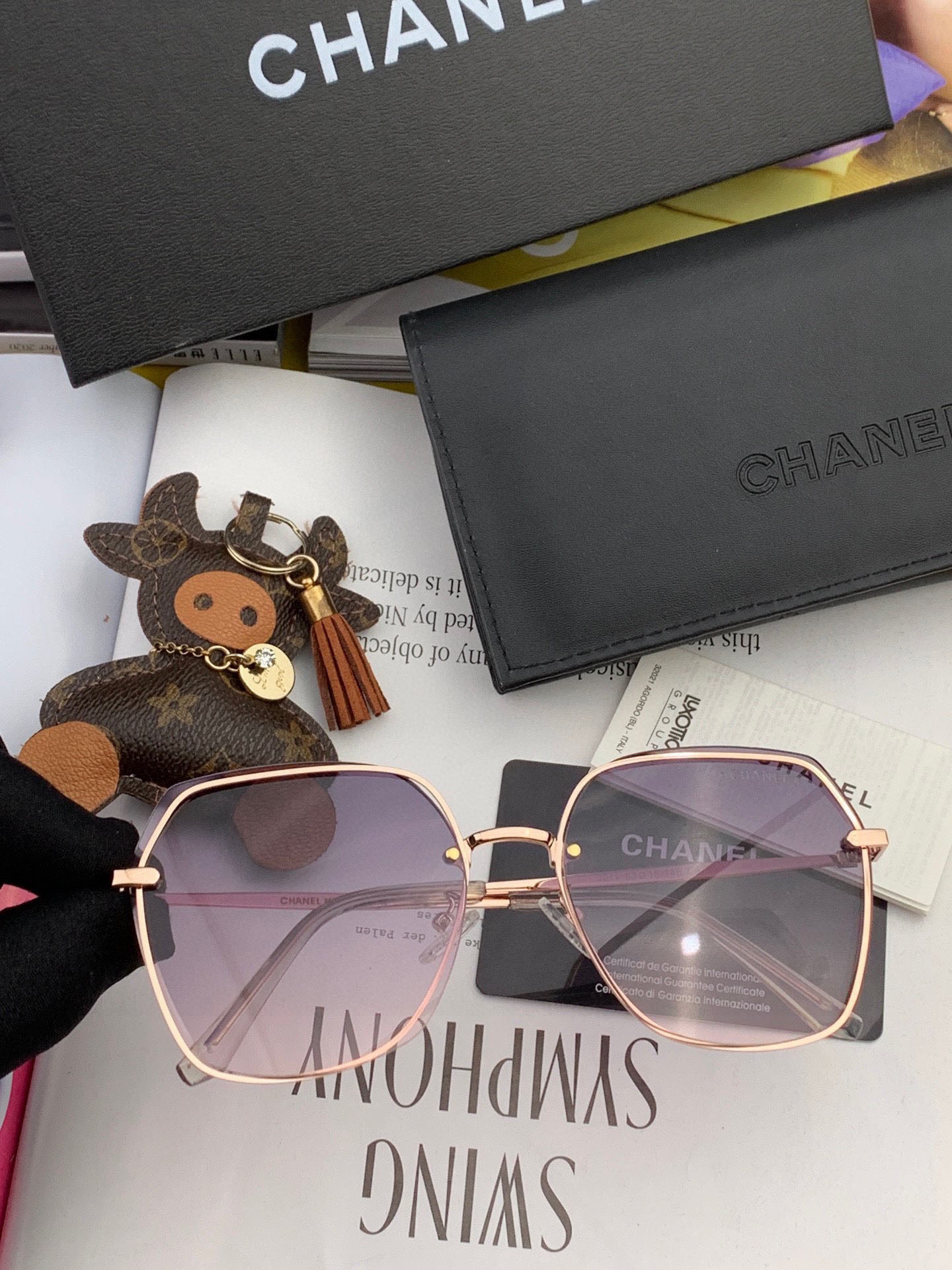 【CHANEL】香奈儿  新款尼龙偏光太眼镜，无框钻石 切边更有质感，大气女人范儿，大脸小脸都好看 ！型
