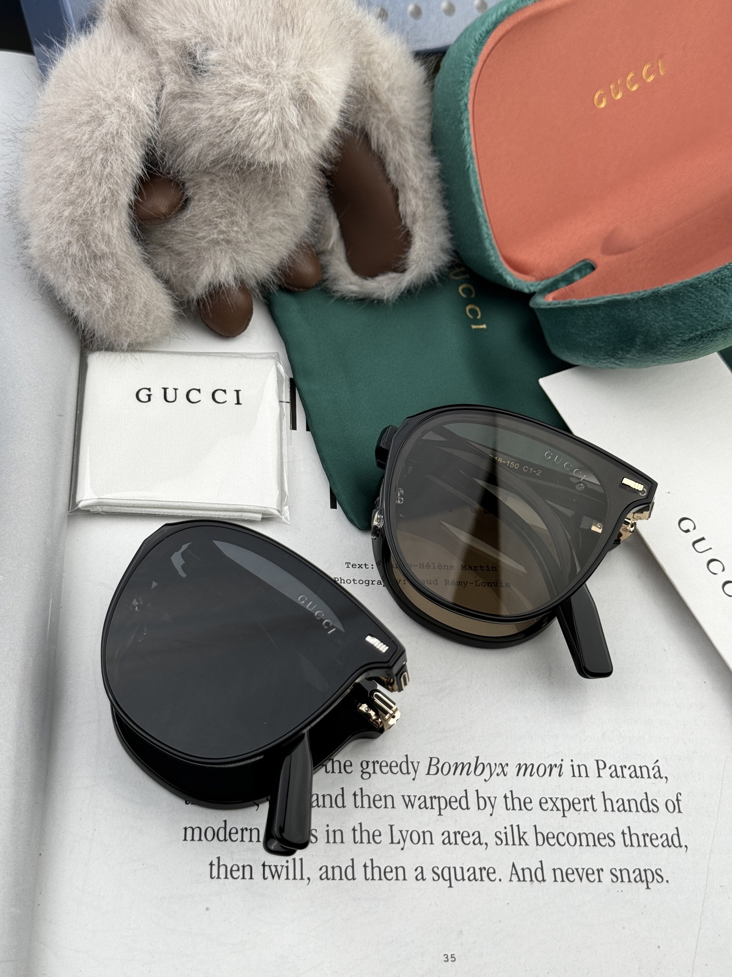 🔺 【GUCCI】2025开春新款 潮流爆款 时尚折叠方框尼龙偏光太阳镜 高品质 佩戴舒适 网红潮款墨镜