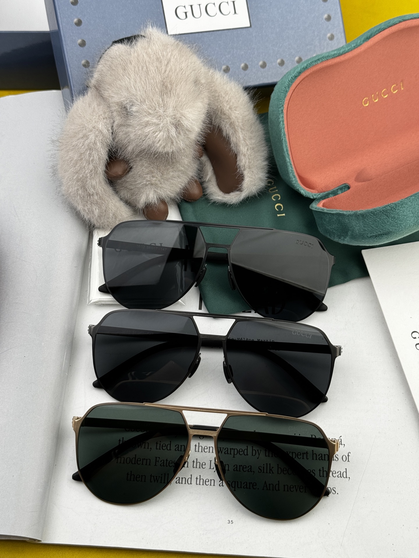        GUCCI 男款炫彩飞行员偏光太阳镜 ❤️材质：高清尼龙加厚卡槽高清偏光镜片 🌹无边框镜架