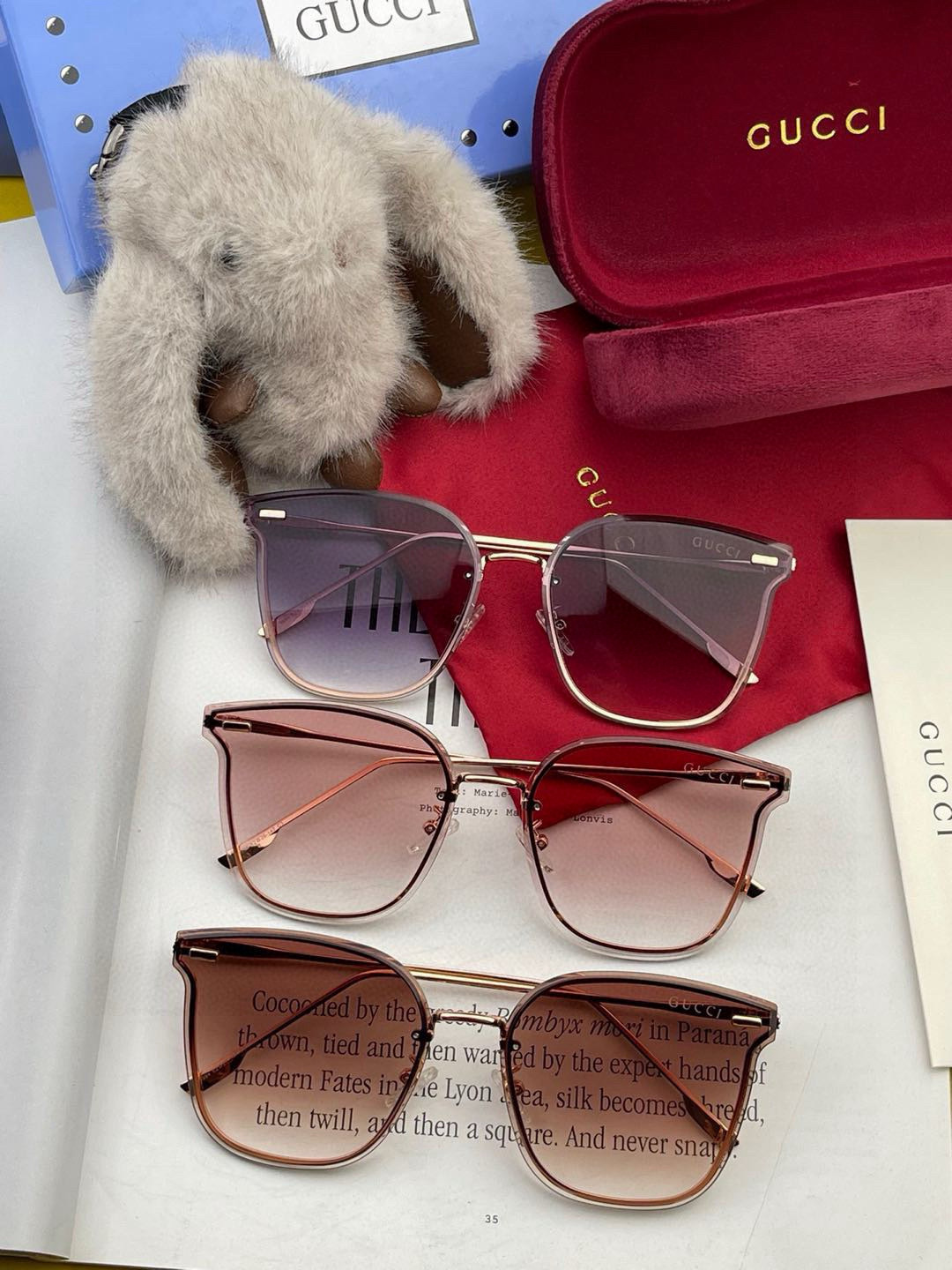  🔺 【GUCCI】2024开春新款 潮流爆款 时尚方框太阳镜 高品质 佩戴舒适 网红潮款墨镜 型号：G