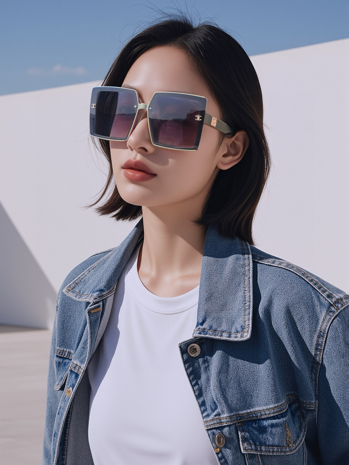  【CHANEL】香奈儿 2025新款潮流爆款 时尚方框太阳镜 佩戴舒适 网红潮款墨镜  女士高清加厚偏