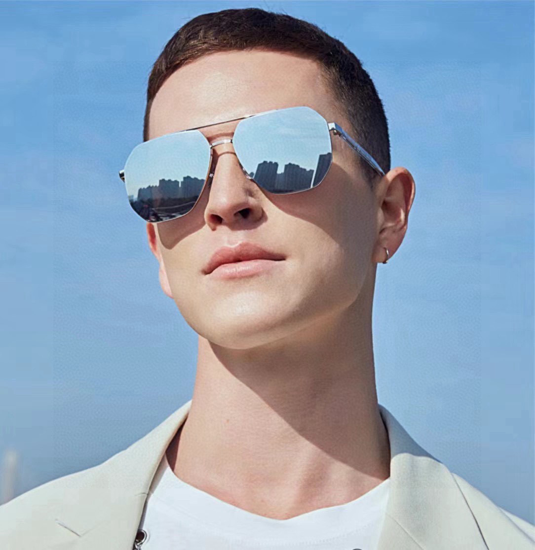         GUCCI 男款炫彩飞行员偏光太阳镜 ❤️材质：高清尼龙加厚卡槽高清偏光镜片 🌹无边框镜