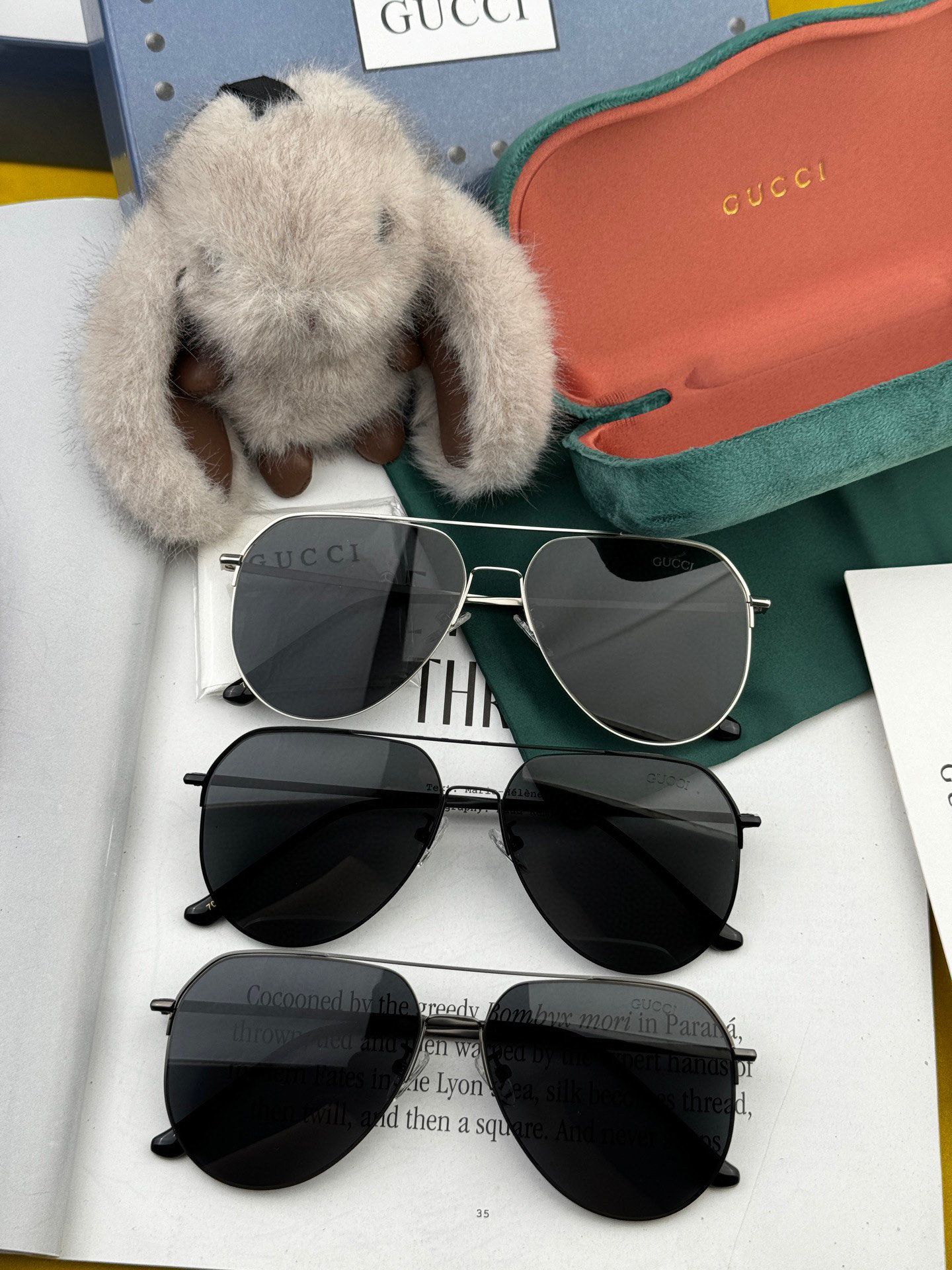        GUCCI 男款炫彩飞行员偏光太阳镜 ❤️材质：高清尼龙加厚卡槽高清偏光镜片 🌹无边框镜架